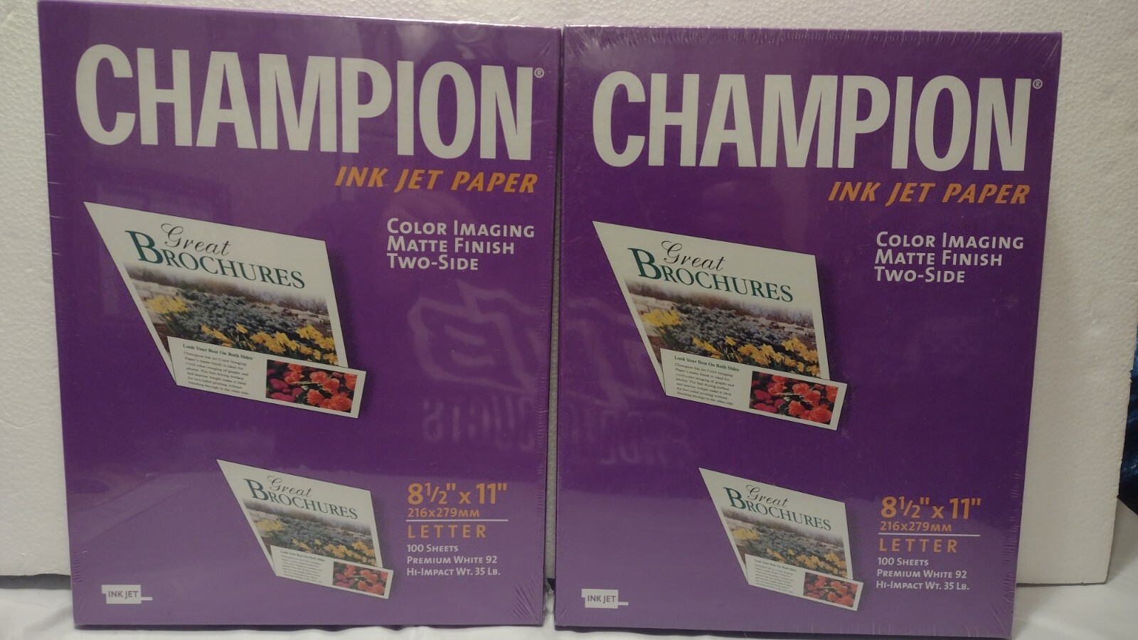 Lot (2) Champion Ink Jet Paper 100 Sheets 8.5×11 Letter Matte Finish 35 lb