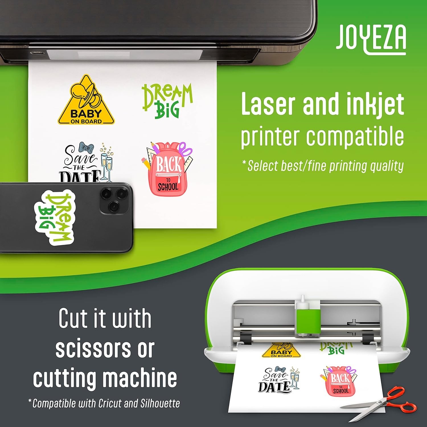 Printable Vinyl Sticker Paper for Inkjet Printer – 25 Sheets Matte White Wate…