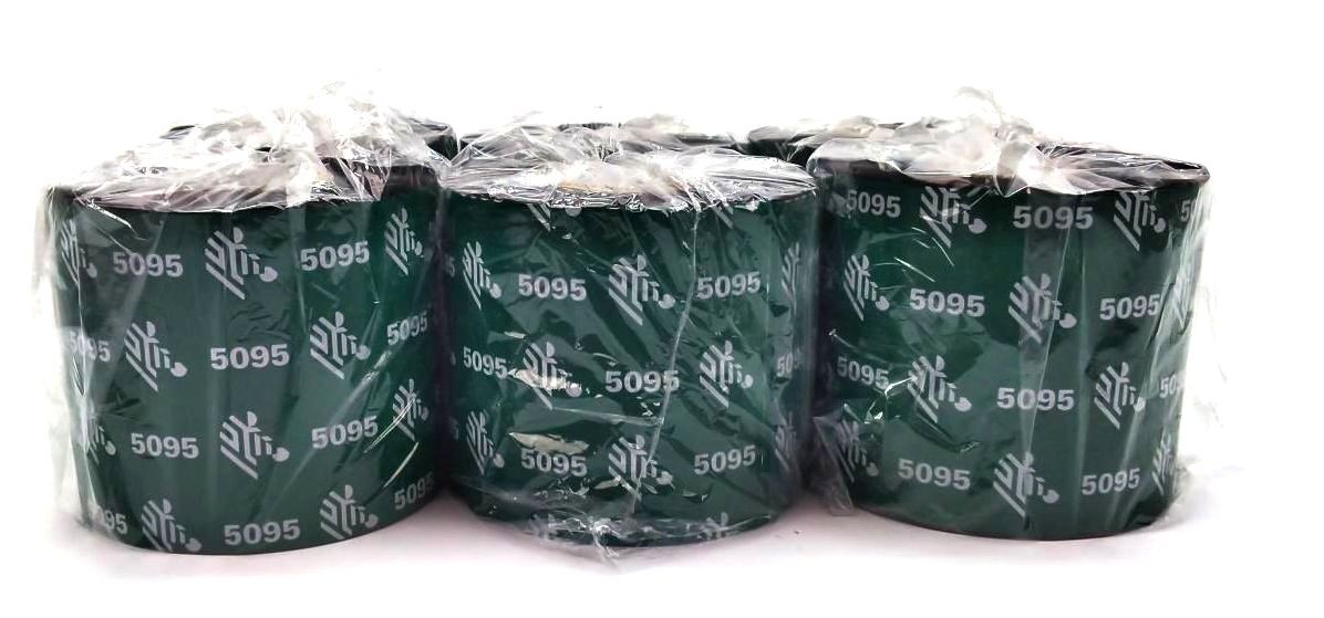 Zebra 5095 Resin Ribbons 60mm x 45M Black 05095BK06045 Genuine OEM – 6 Rolls