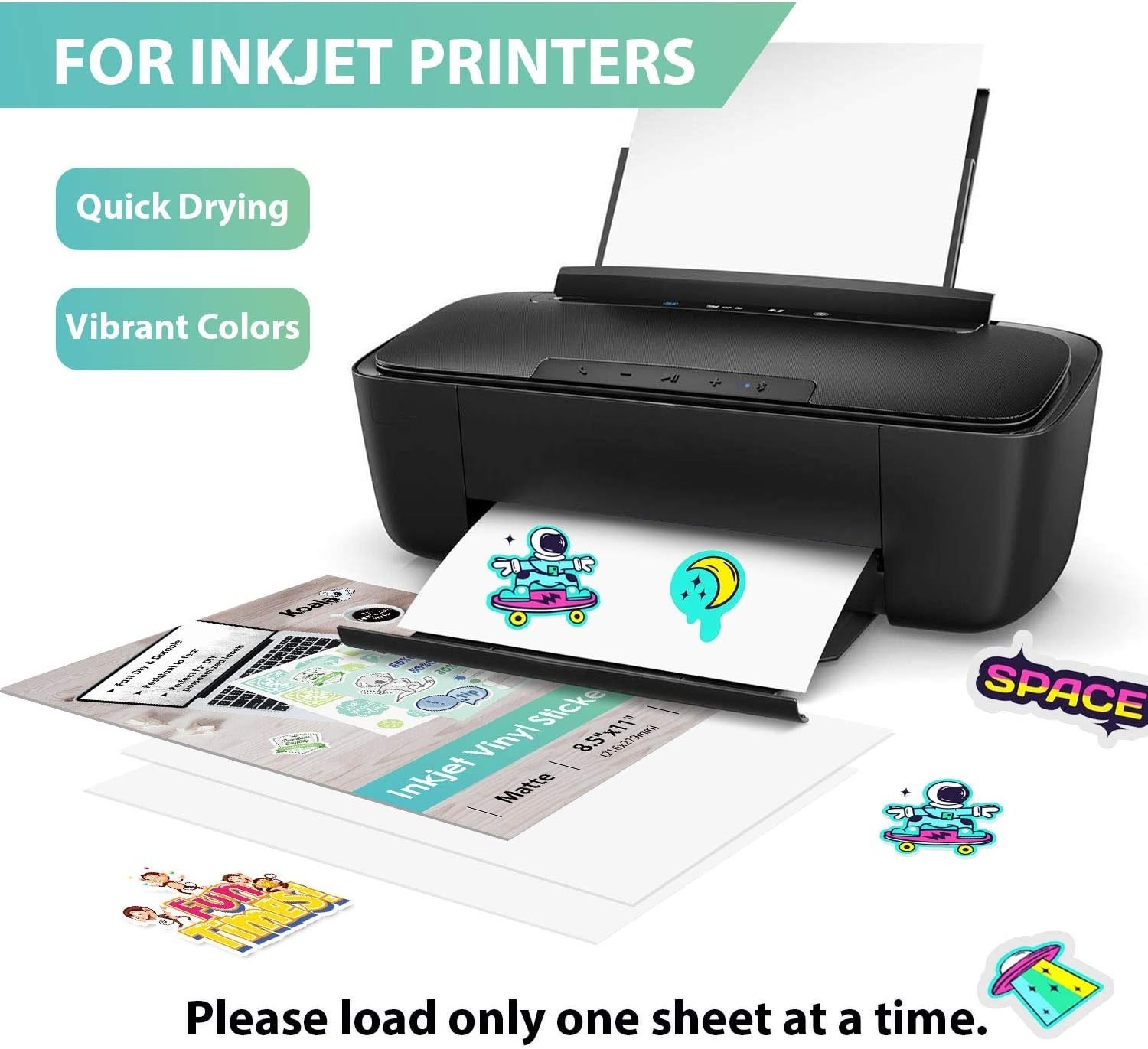 Koala Printable Vinyl Sticker Paper for Inkjet Printer – 20 Sheets Matte Whit…