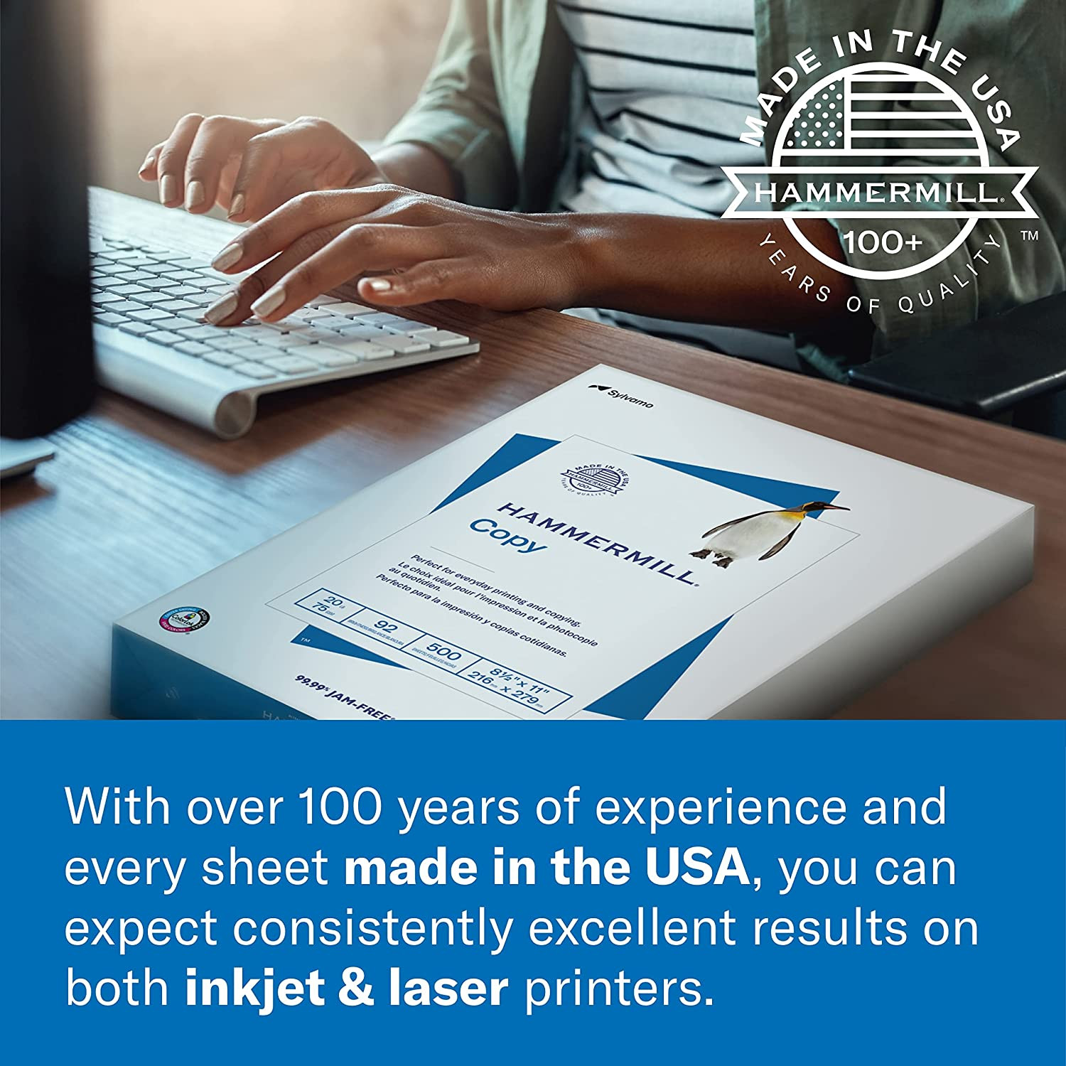 Hammermill Printer Paper, Premium Inkjet & Laser Paper 24 Lb, 8.5 X 11-1 Ream (5
