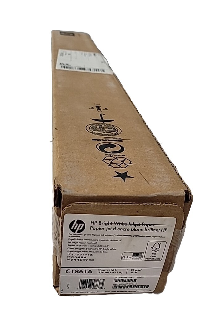 Genuine HP C1861A Bright White InkJet Paper Wide Format Roll (36 in x 150 ft)