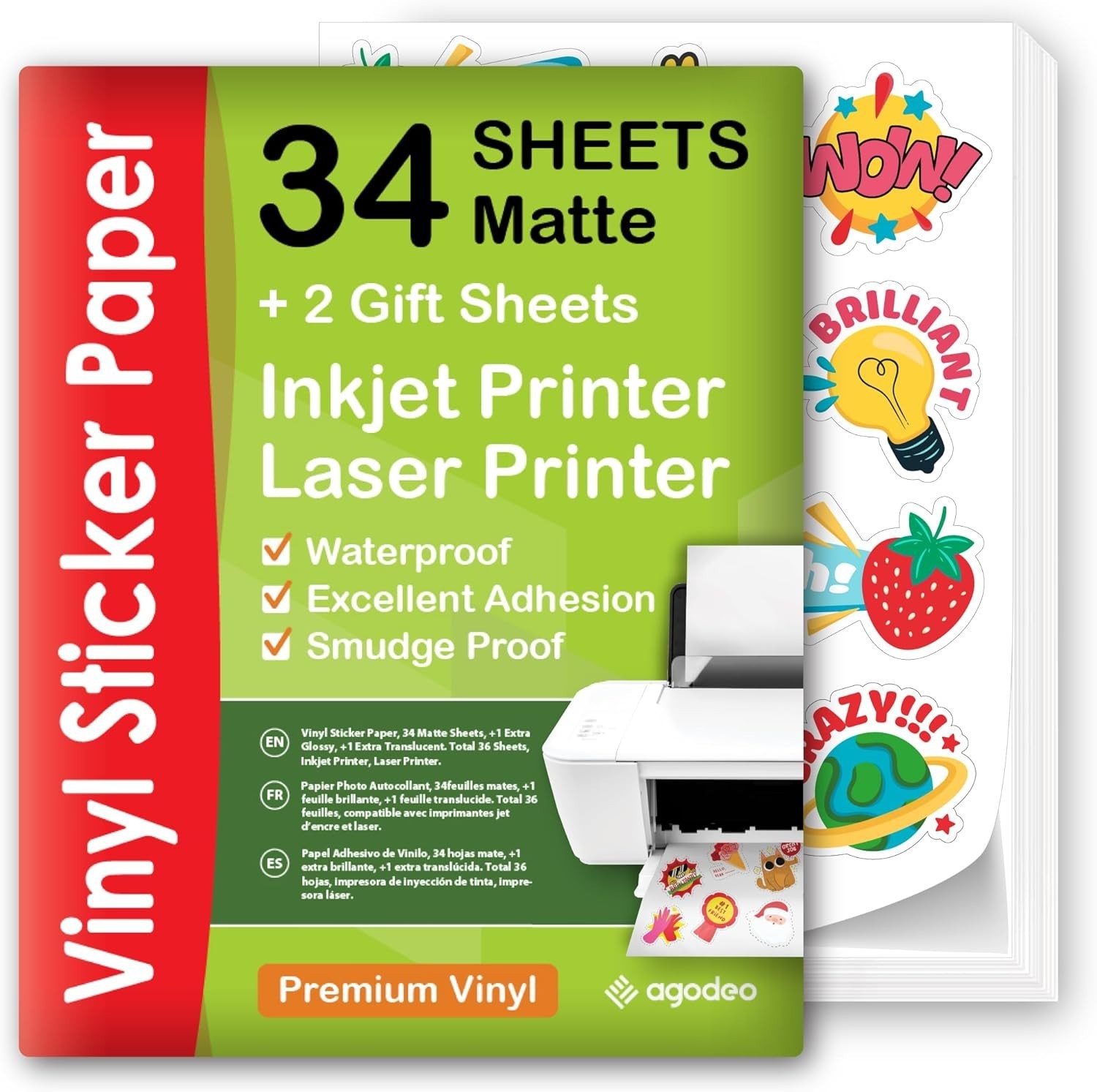 Papel Adhesivo De Vinilo Imprimible De Ra Calidad Para Su Impresora De Inye Nuev