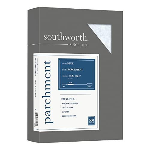 Southworth Parchment Paper, 8.5″ x 11″, 24 lb/90 GSM, Blue, 500 Sheets –