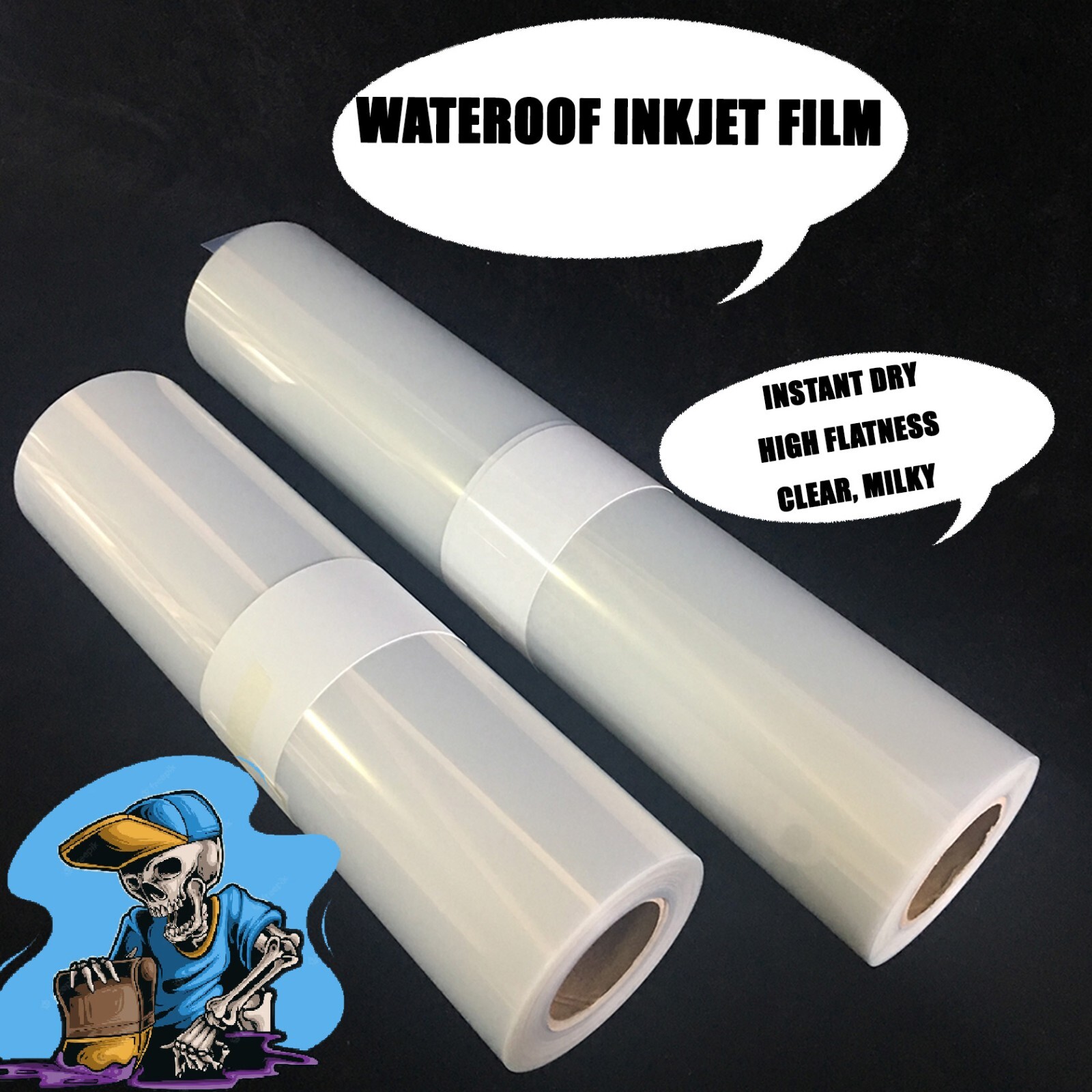 13″x100ft Waterproof Inkjet Screen Printing Milky Transparency Film Paper 5mil