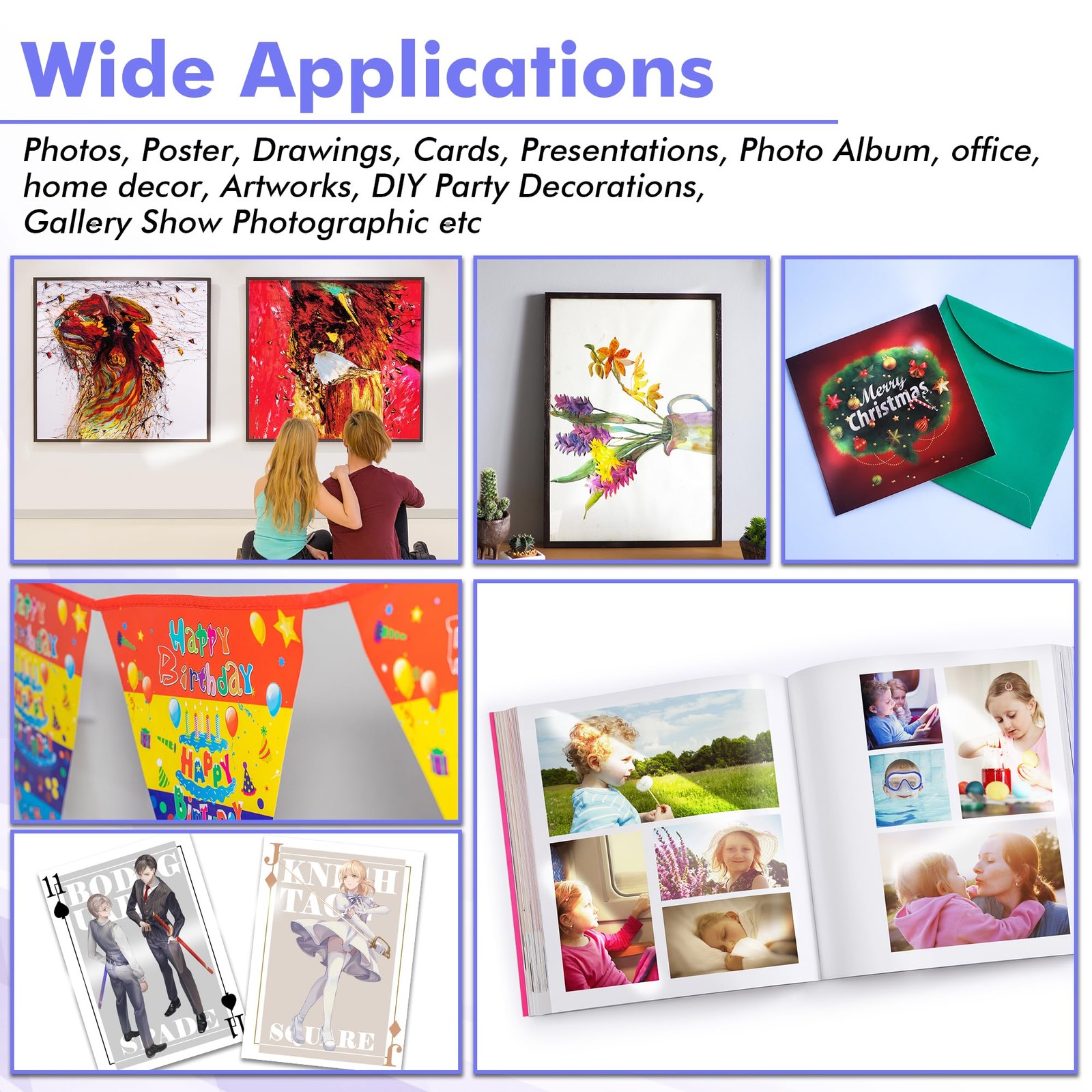 100 Sheets 11×17 Inch Glossy Inkjet Photo Paper Thick 54lb 200gsm Dye Ink