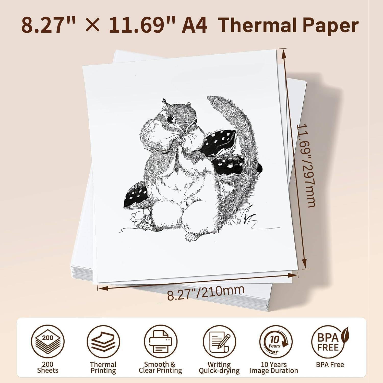 A4 Thermal Printer Paper | 100 Sheets | 210X297Mm (8.27″ X 11.69″) | Compatible