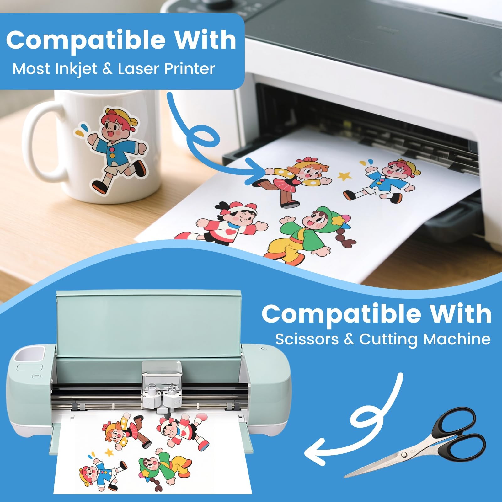 40 Sheets Glossy Sticker Paper, 8.5in x 11in Sticker Paper for Inkjet & Laser…
