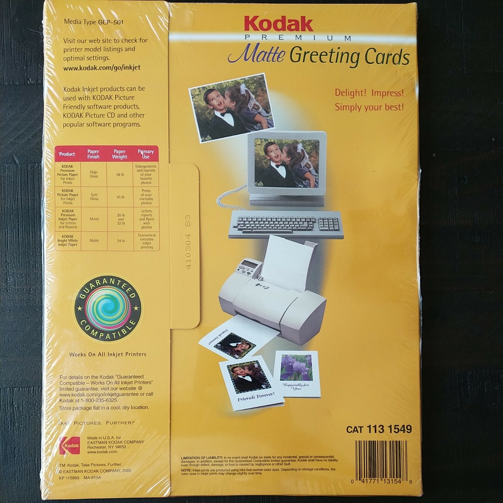 Kodak Premium InkJet Matte Greeting Card Paper (20 Sheets) 1131549 Free Shipping