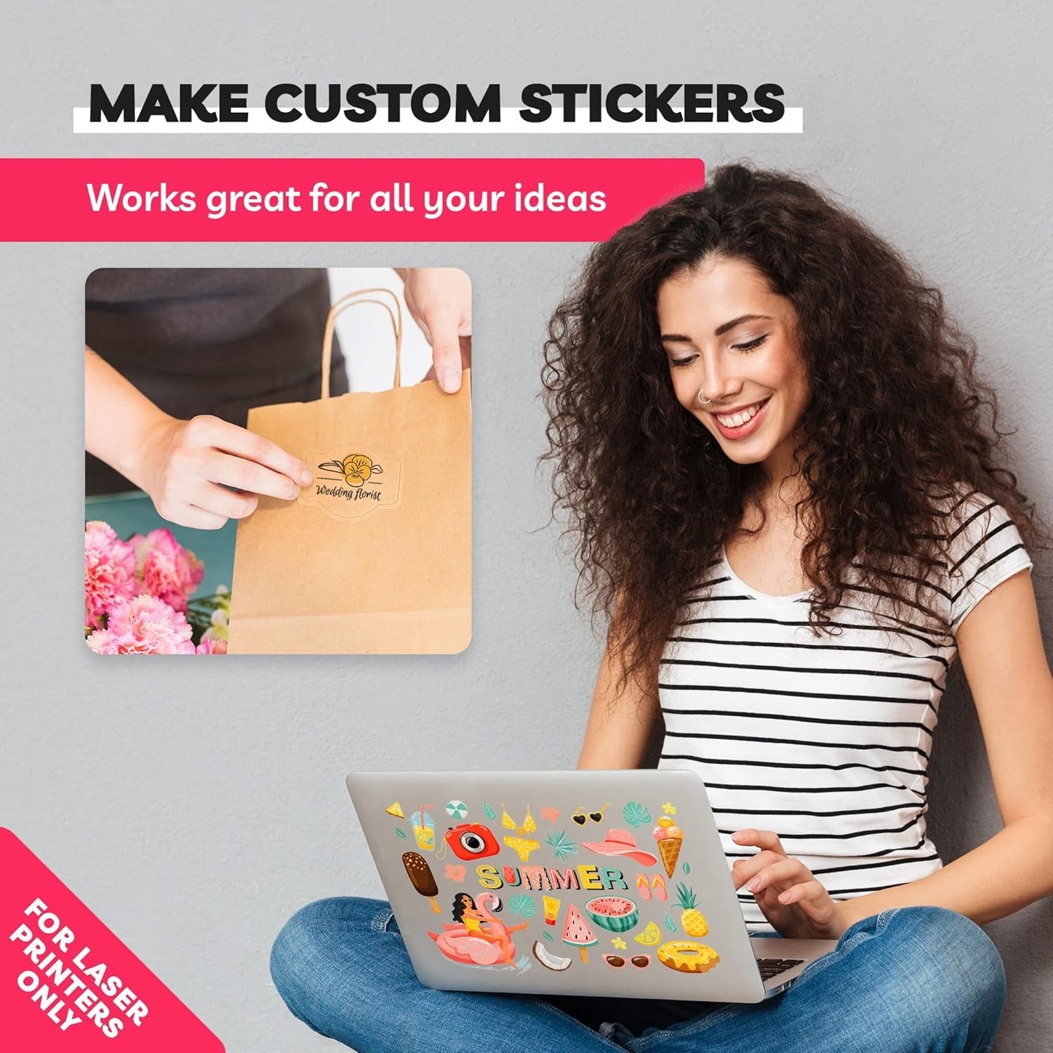 Biodegradable Clear Sticker Paper 20 Sheets 8.5 x 11 Inch Durable for Crafting
