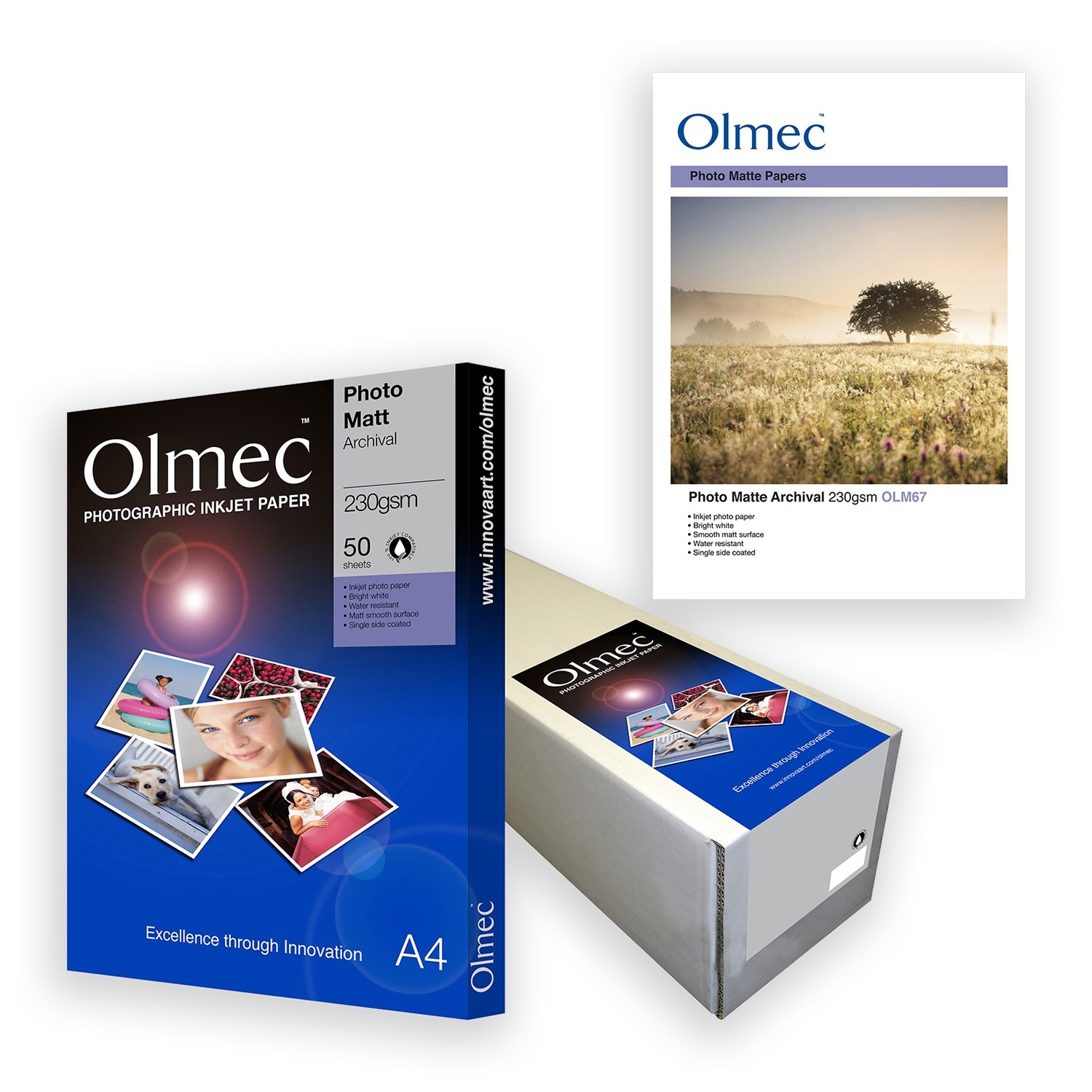Olmec OLM-067 Photo Archival Matte Inkjet Paper 230gsm 17″ 432mm x 30m roll