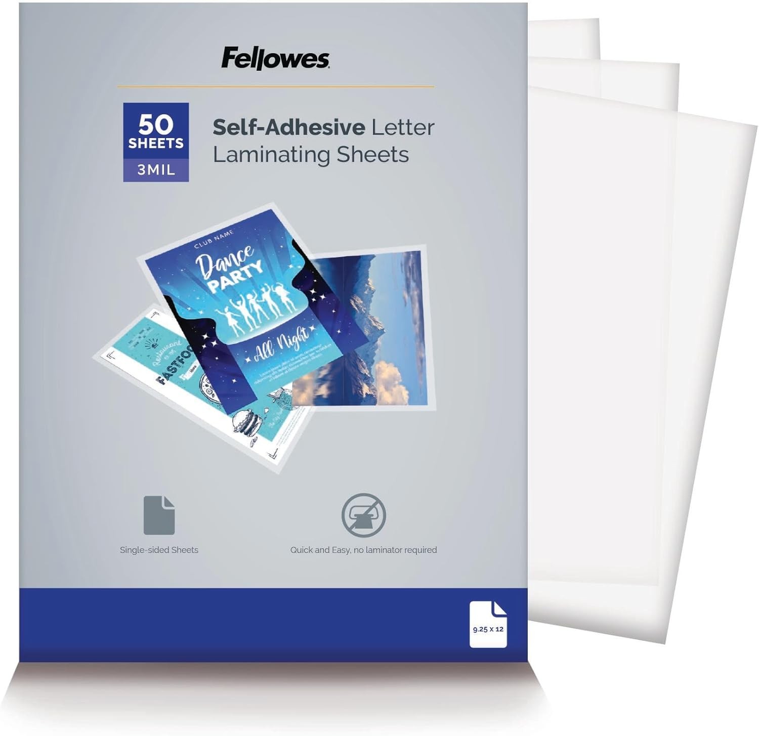 Laminating Clear Sheets Self Adhesive 9×12 3 Mil Gloss 50 Pack (5221502)