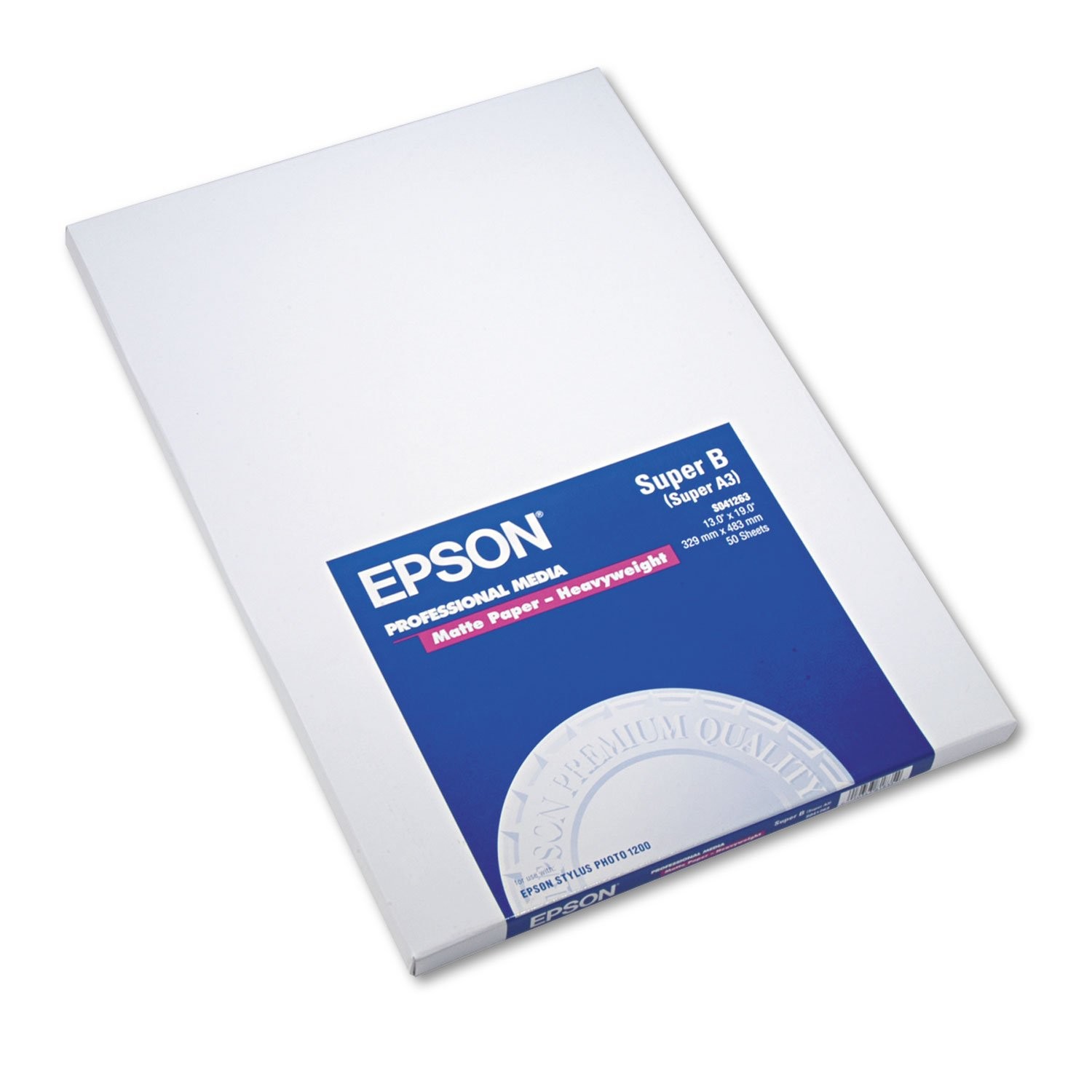 Epson Matte Paper Heavyweight Super B 13 x 19 Inch 50 Sheets S041263 size Inches