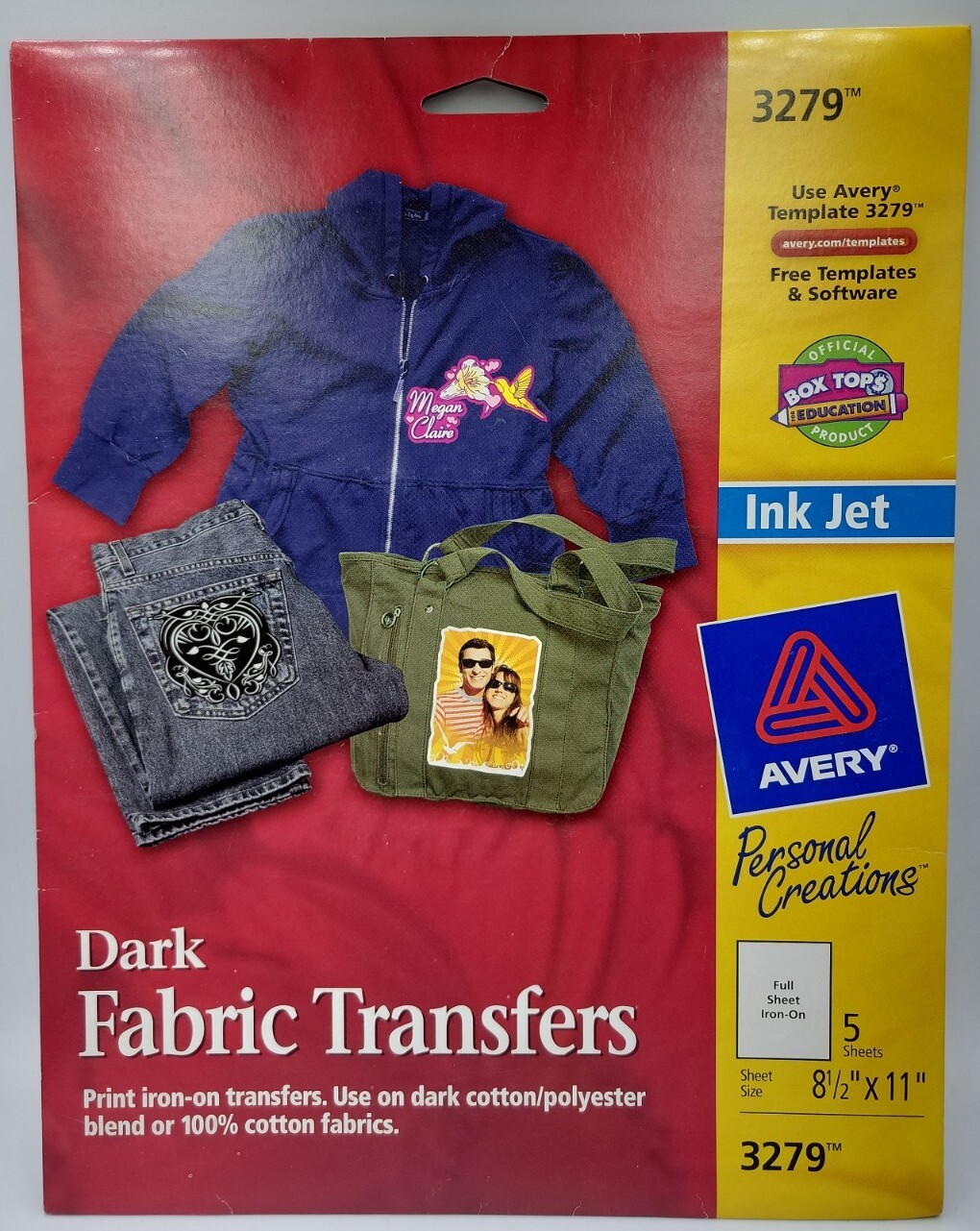 Avery Personal Creations 3279 Ink Jet Dark Fabric Transfers. New
