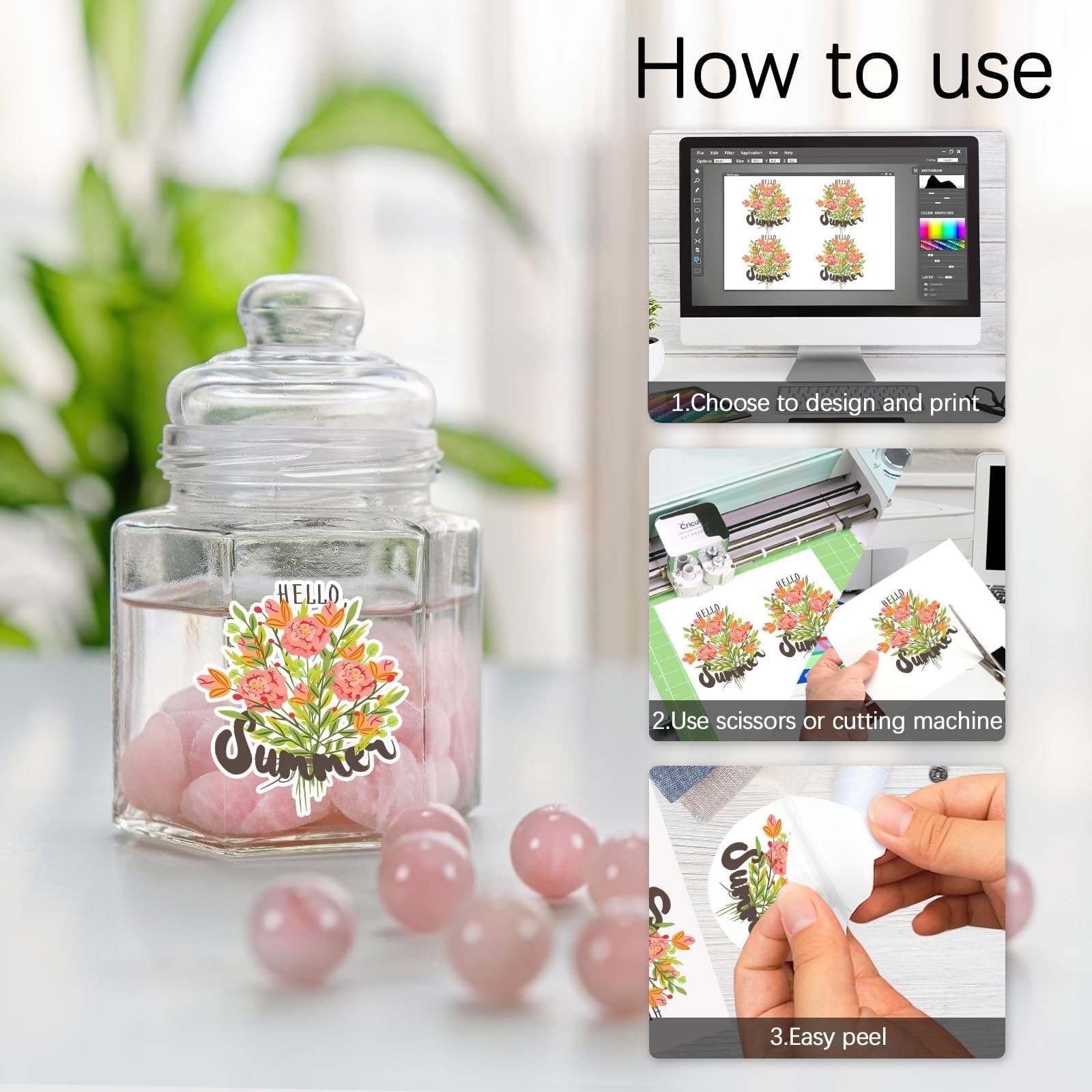 Printable Waterproof Sticker Paper – 160 Sheets 8.5×11 for Inkjet/Laser Printers