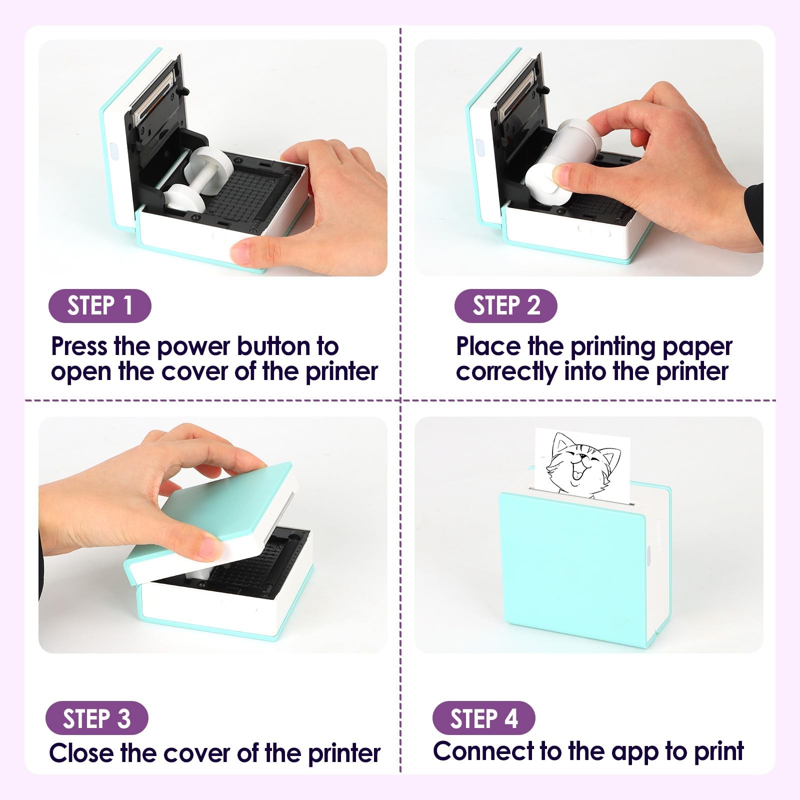 for T02/M02/M02X Mini Printer Sticker Paper, 53 * 28mm White Self-Adhesive Th…