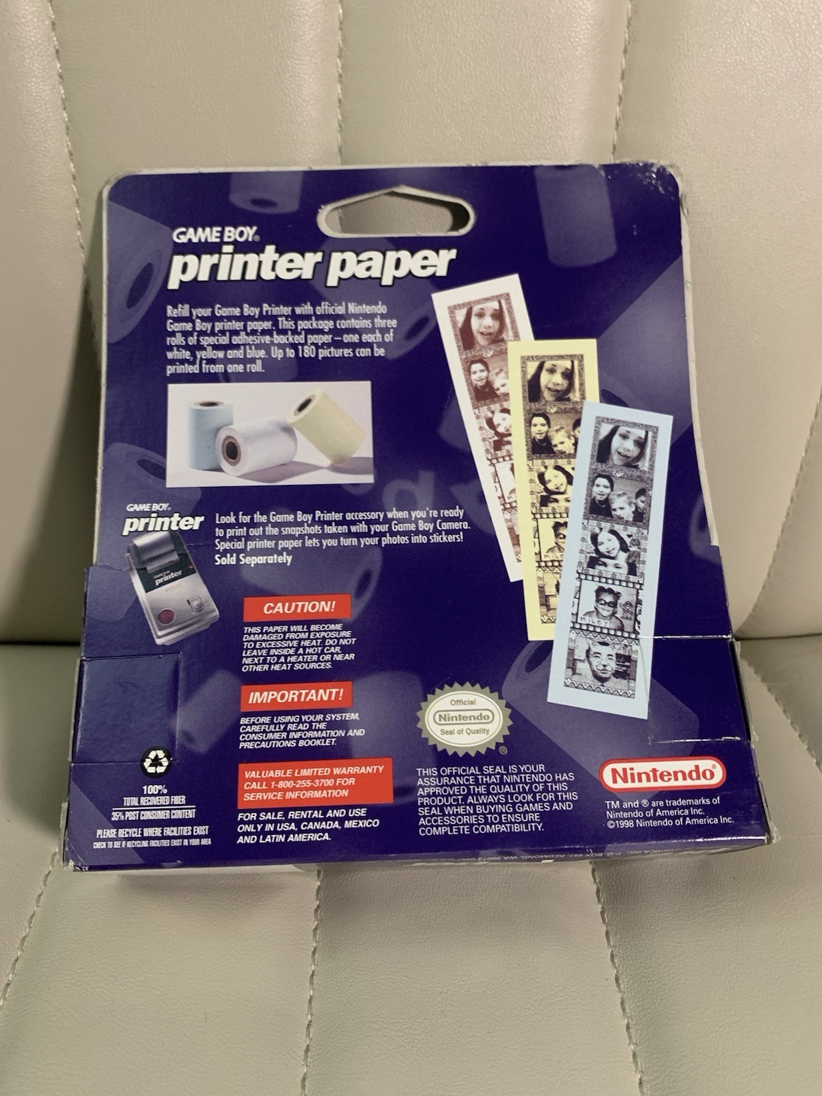 NEW Sealed Game boy Color PRINTER PAPER 3 ROLLS refill carton box by Nintendo