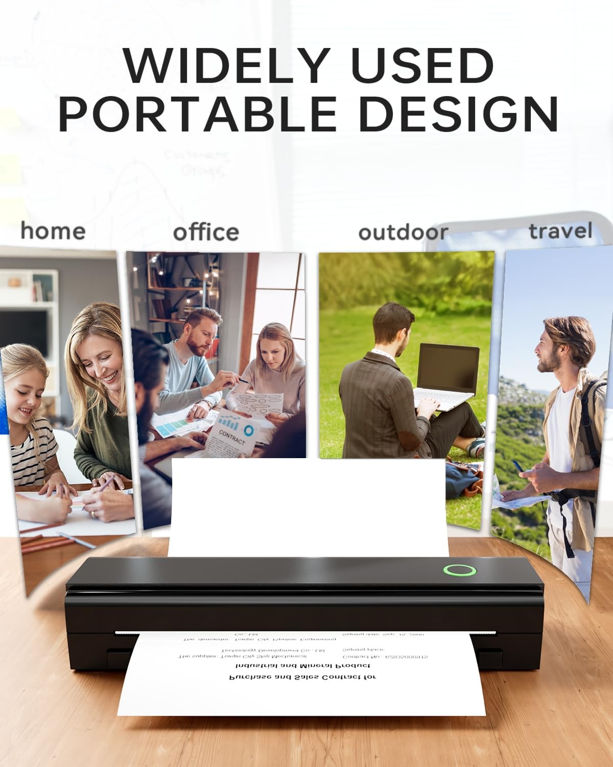 NDYIN Portable Printers Comes with a roll of US Letter paper(7m/roll), Black