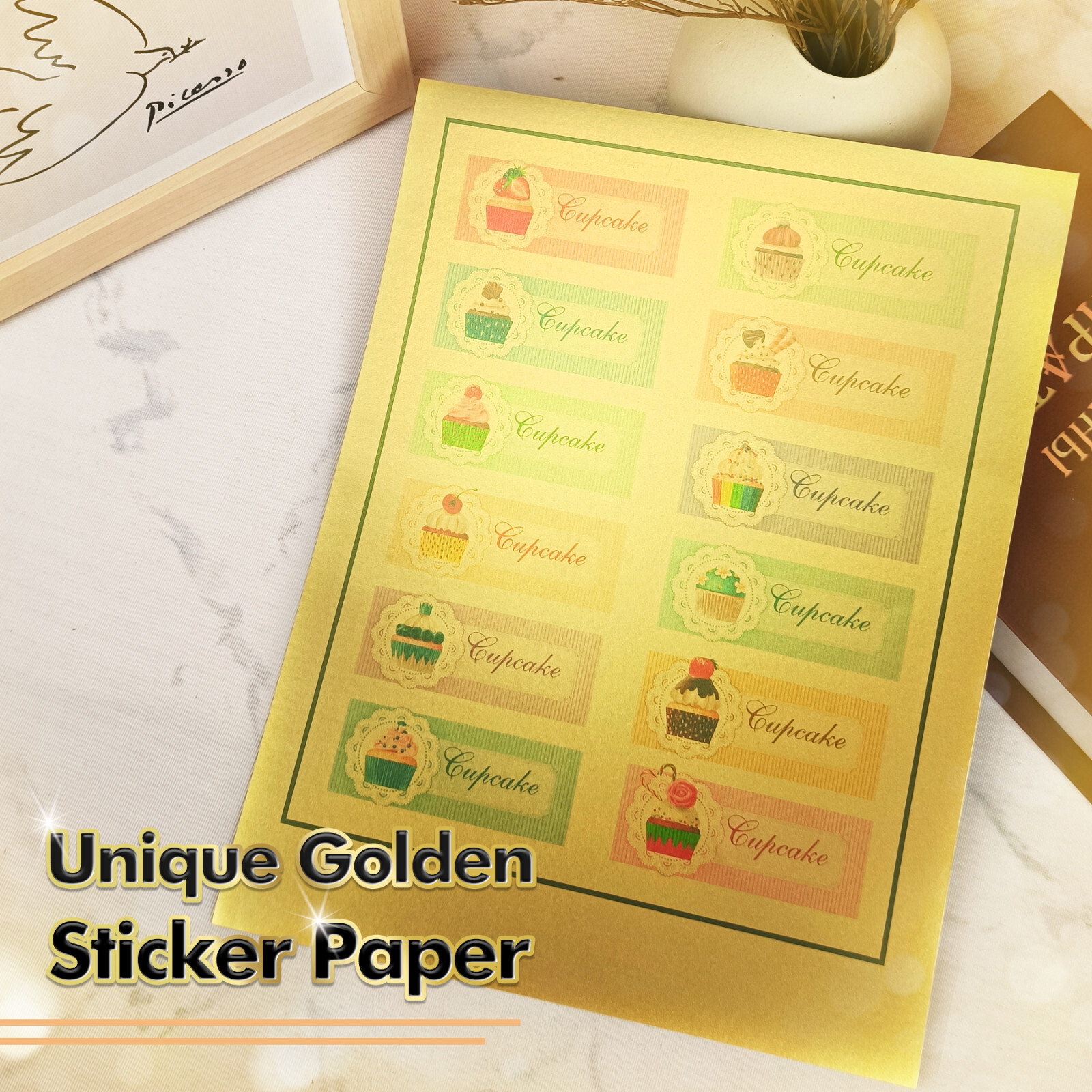60 Sheets Koala Gold Sticker Paper for Inkjet & Laser Printers 8.5×11 , Cutable