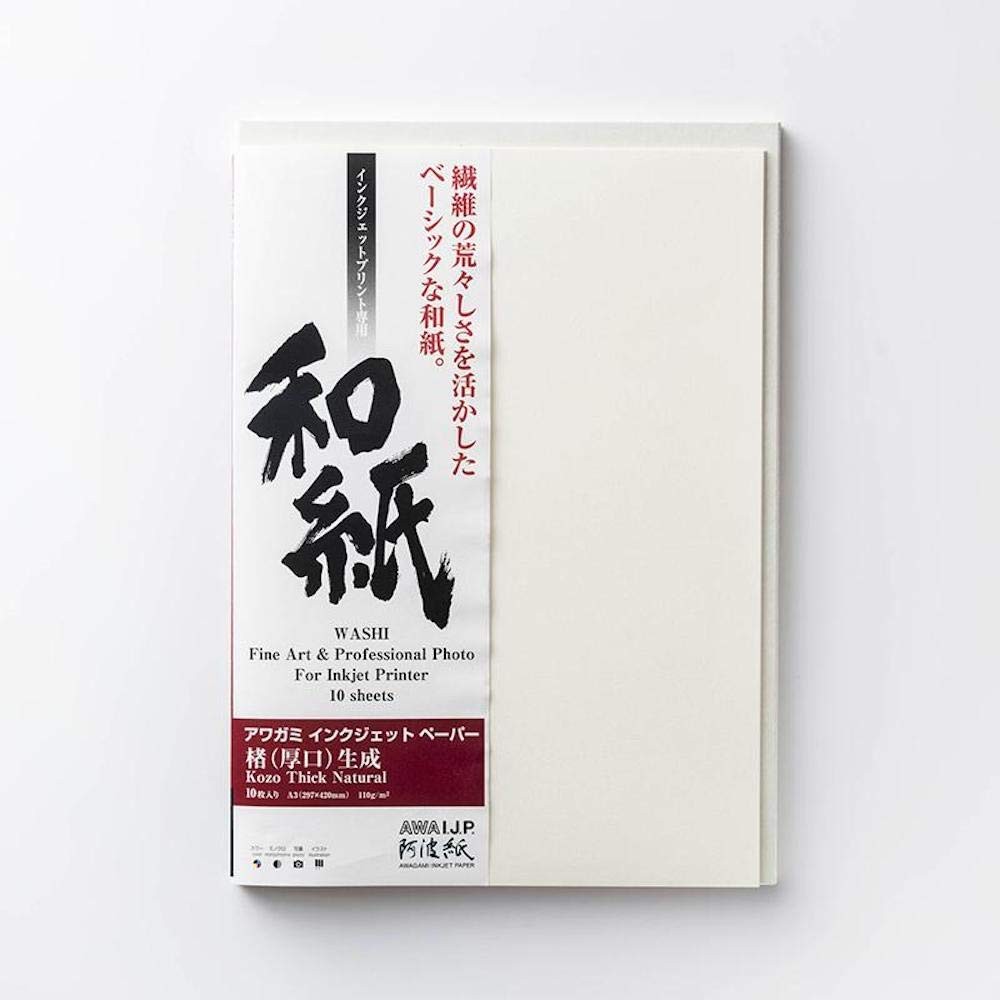 Awagami Factory Inkjet Printing Paper, Washi (IJ-0344, Natural Kozo, Heavyweight
