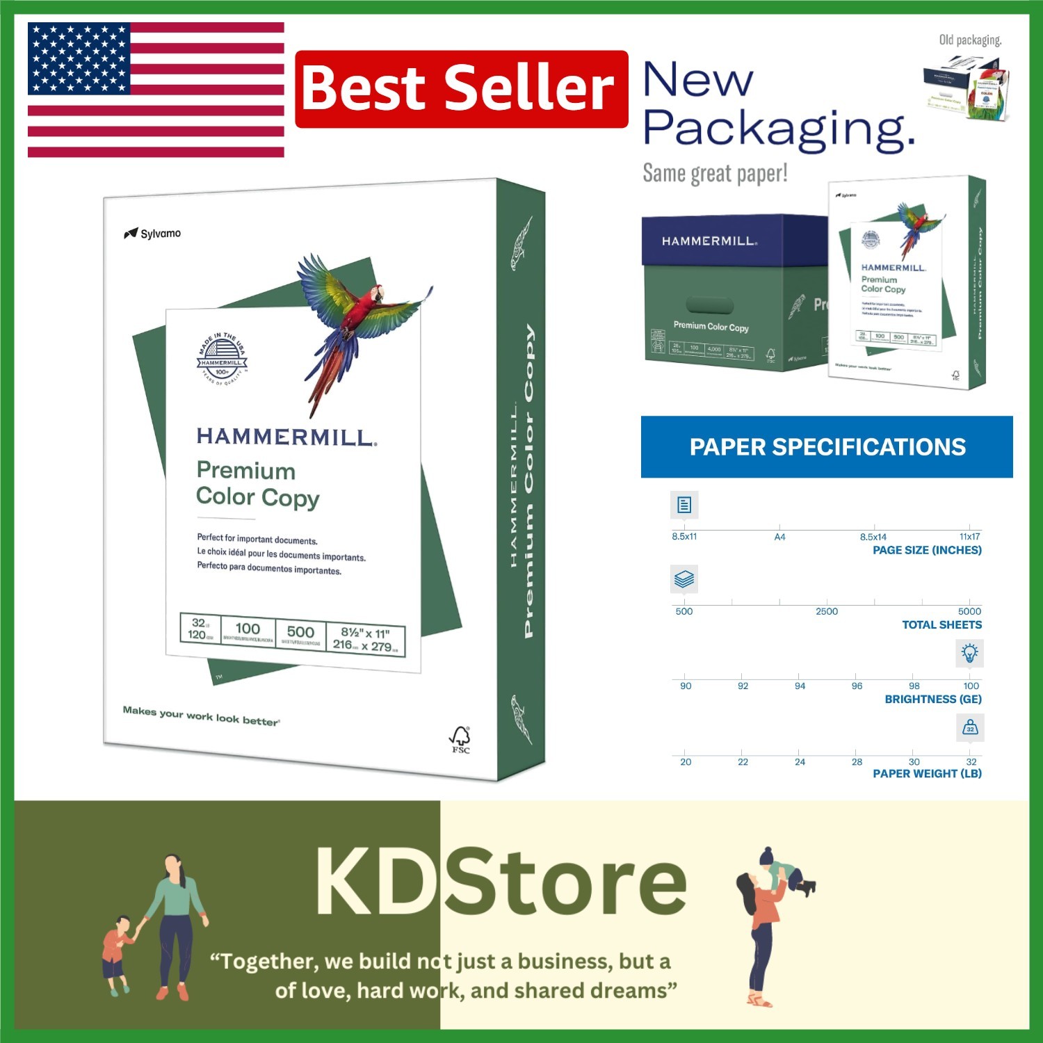 500 Sheet Color Copy Paper – 32lb, High Brightness for Vibrant Images