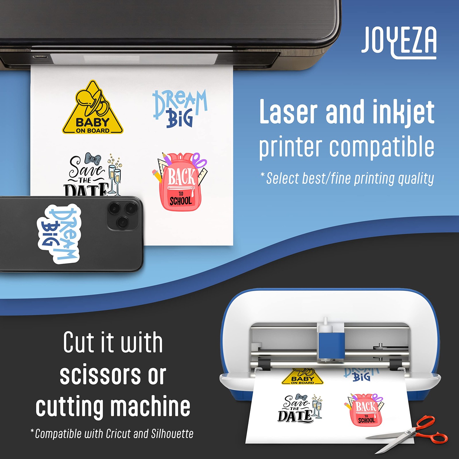 Premium Printable Vinyl Sticker Paper for Inkjet Printer – 25 Sheets Glossy W…