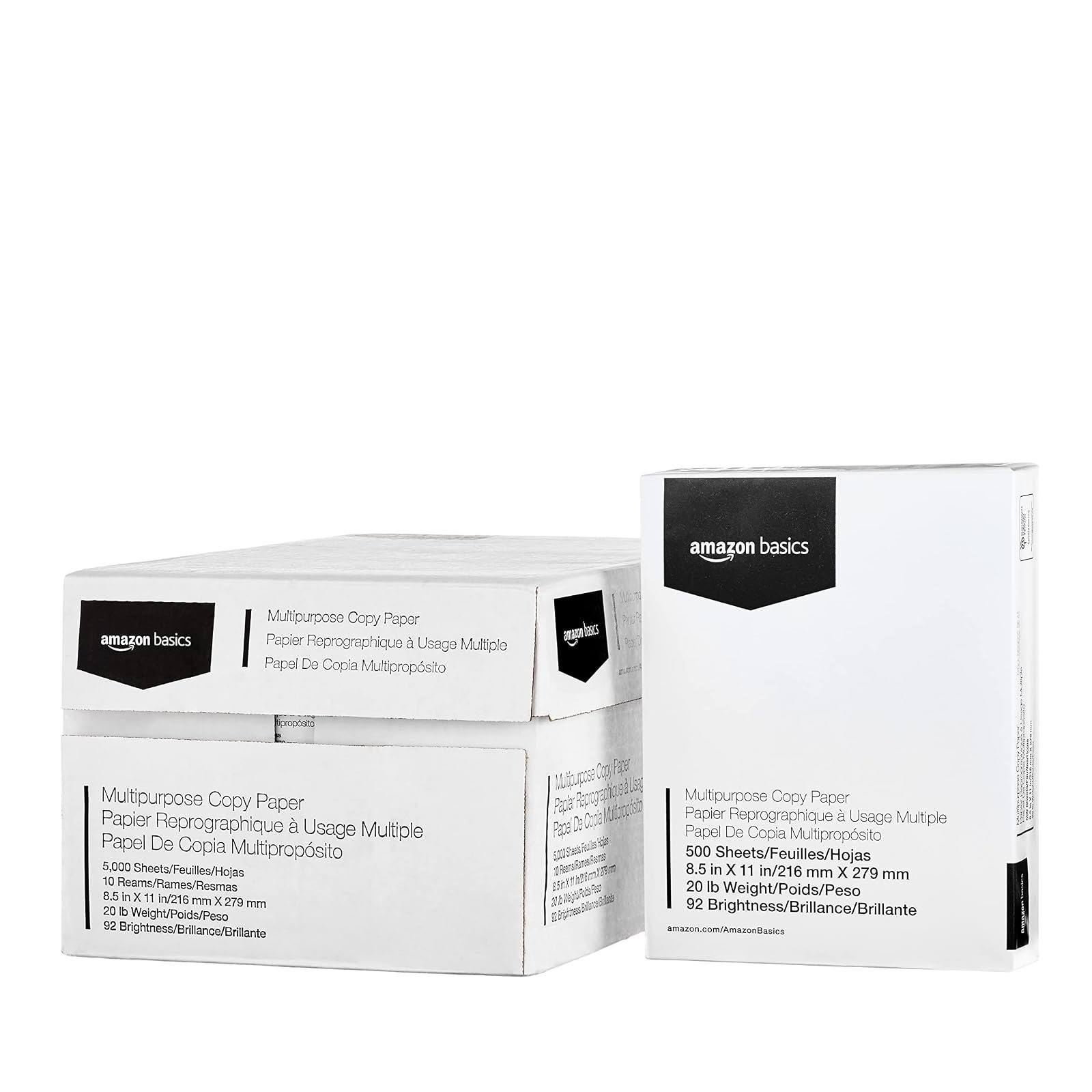 Amazon Basics Multipurpose Copy Printer Paper, 8.5 x 11, 20 lb, 500 Sheets