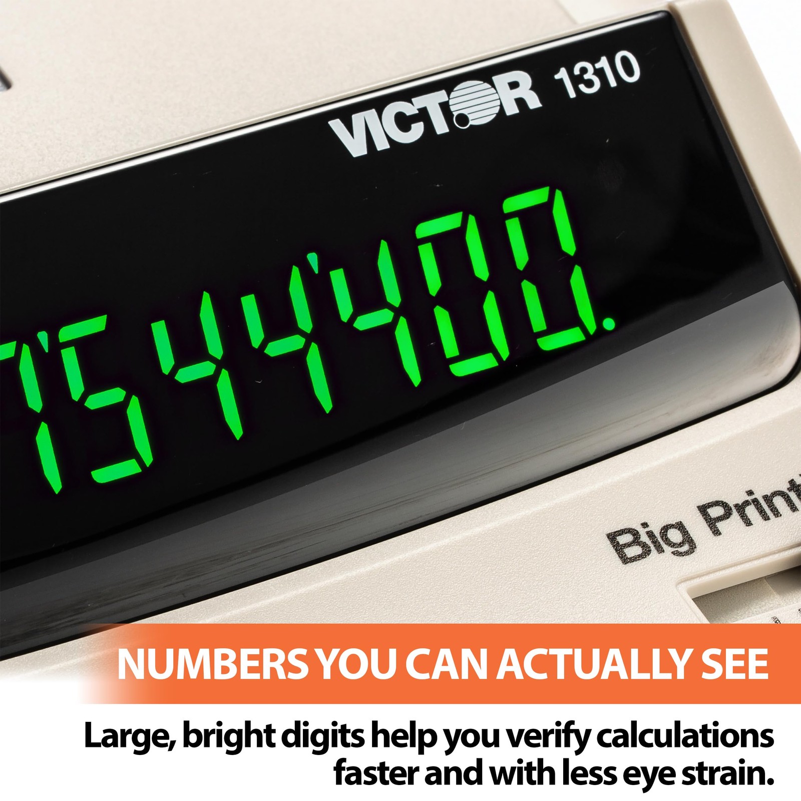 Victor 1310 Big Print Printing Calculator, 12-Digit 2.5″ x 7.8″ x 10″, White