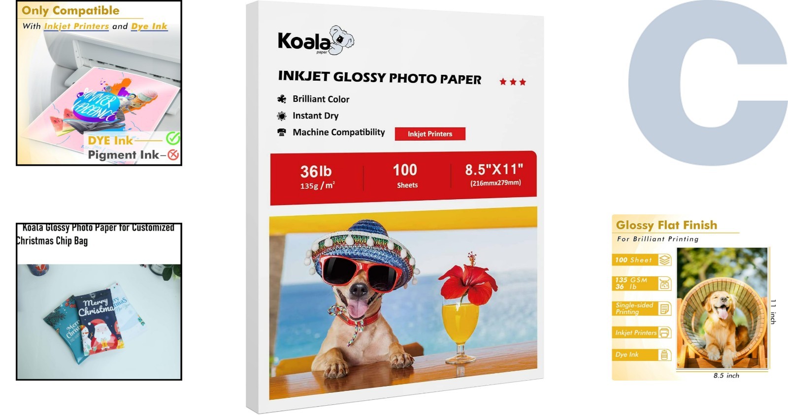 Koala 8.5”x11” Glossy Printer Paper, 100 Sheets – Ideal for Stunning Graphics