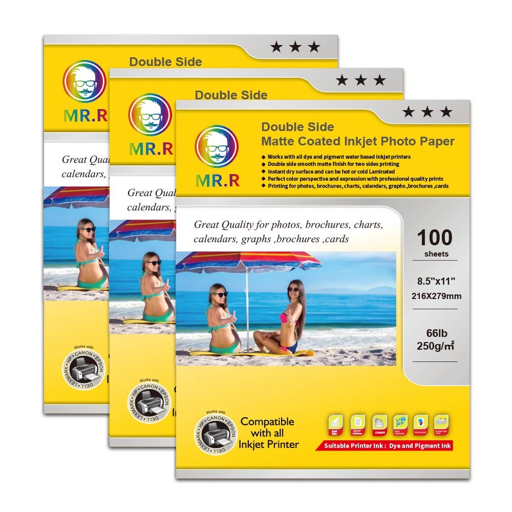 100 Sheets 8.5×11 Inch Double Sided Matte Coated Inkjet Photo Paper 260gsm