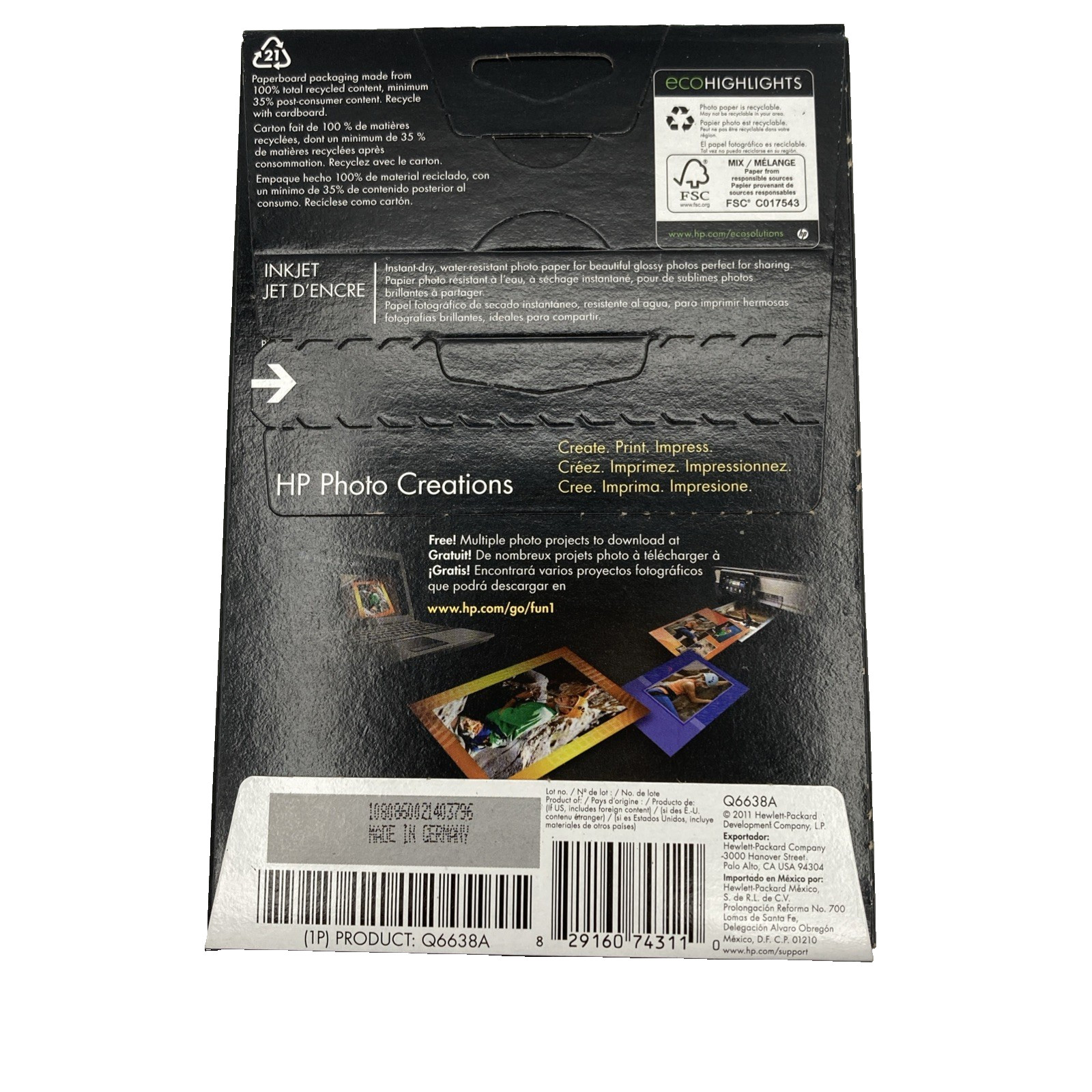 HP Advanced Photo Paper Glossy 4×6” 100 Sheets New Sealed
