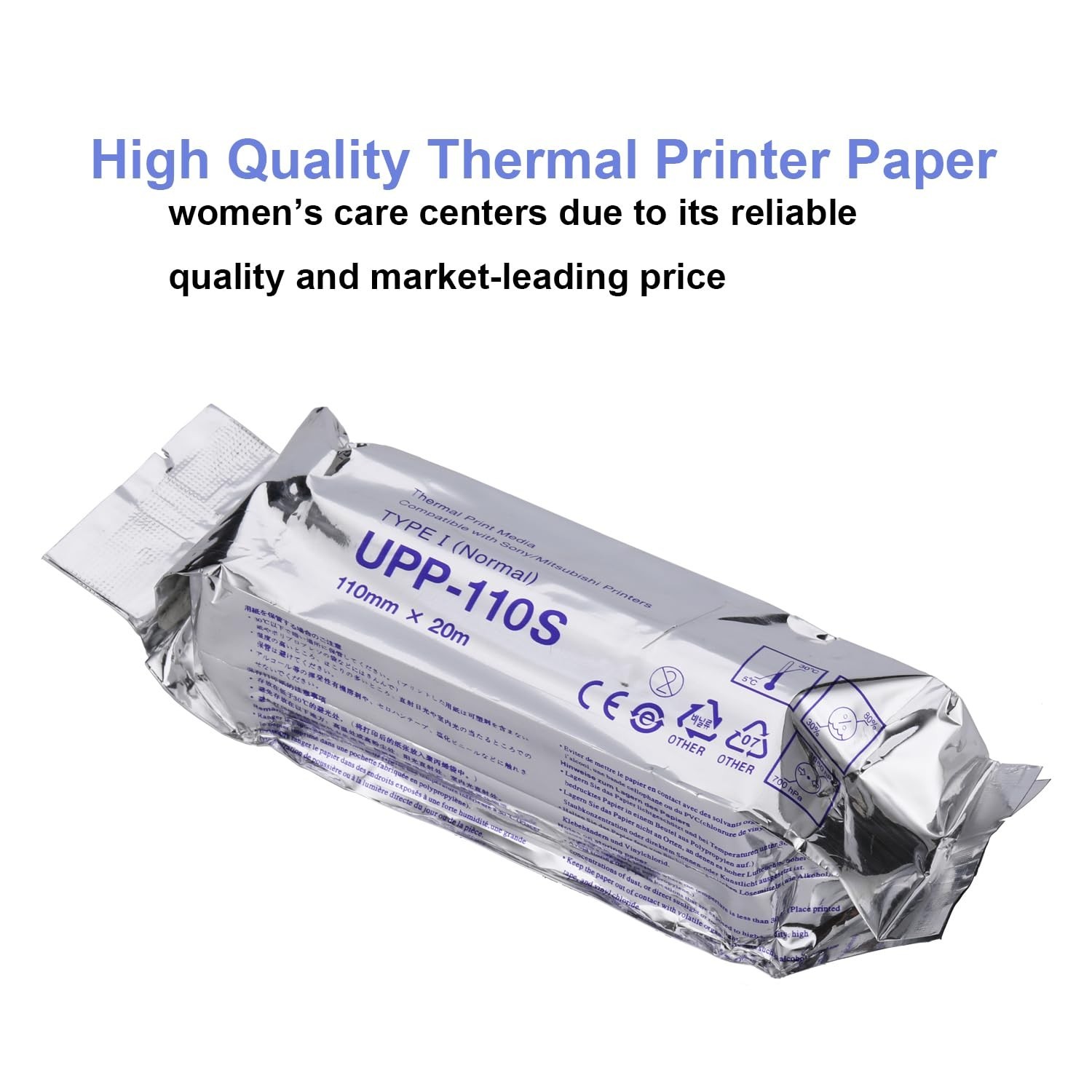 UPP-110S Ultrasound Thermal Paper, 110mm x 20m, Cost-Effective 2 Rolls