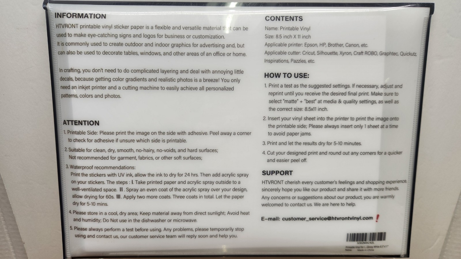 HTVRONT Glossy White Printable Vinyl Sticker Paper 40 Sheets Inkjet Laser New