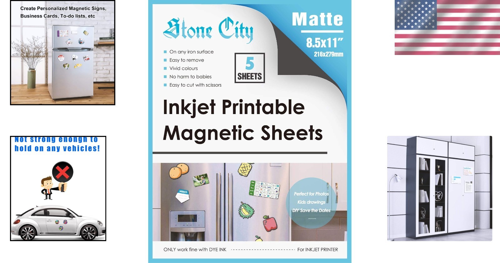Vibrant 5 Sheets of 8.5×11 Magnetic Printer Paper for Personalized Projects