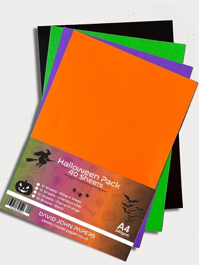 240gsm A4 Halloween Box – Flame Orange, Black, Billiards Green and Intense…