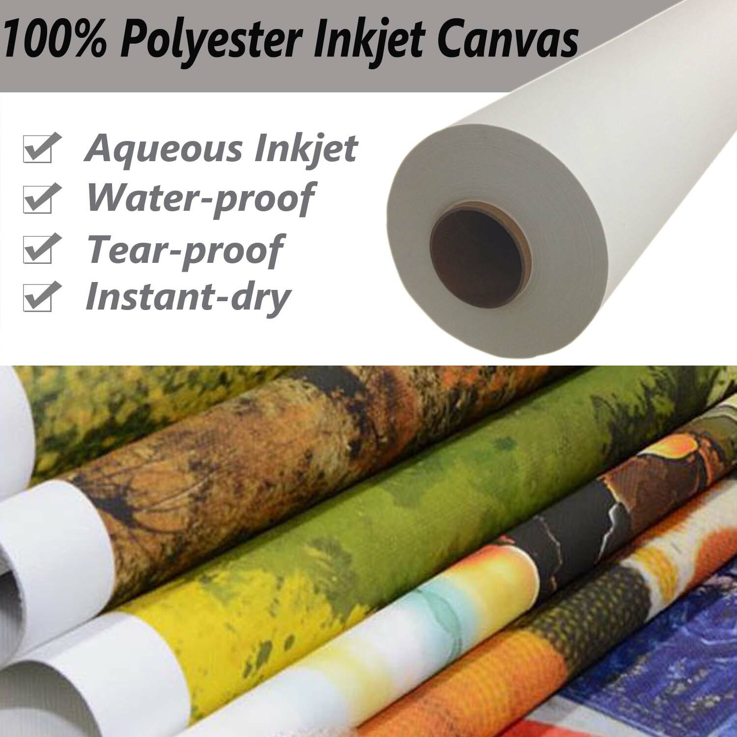 Polyester Inkjet Printing Canvas Wide Format Water-based Printer44″x40ft