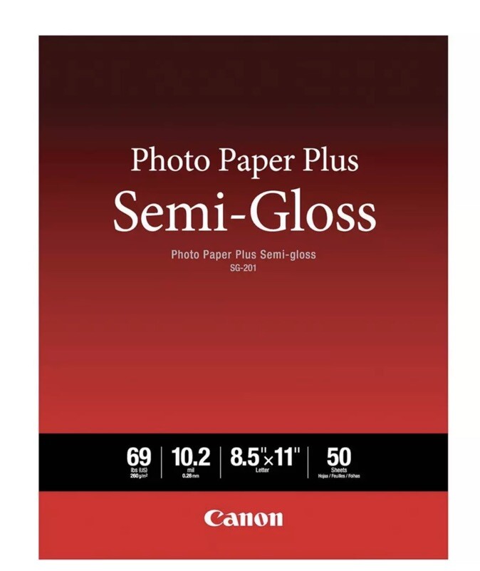 Canon Plus Semi-Gloss Photo Paper (8.5×11″), 50 Sheets #1686B063
