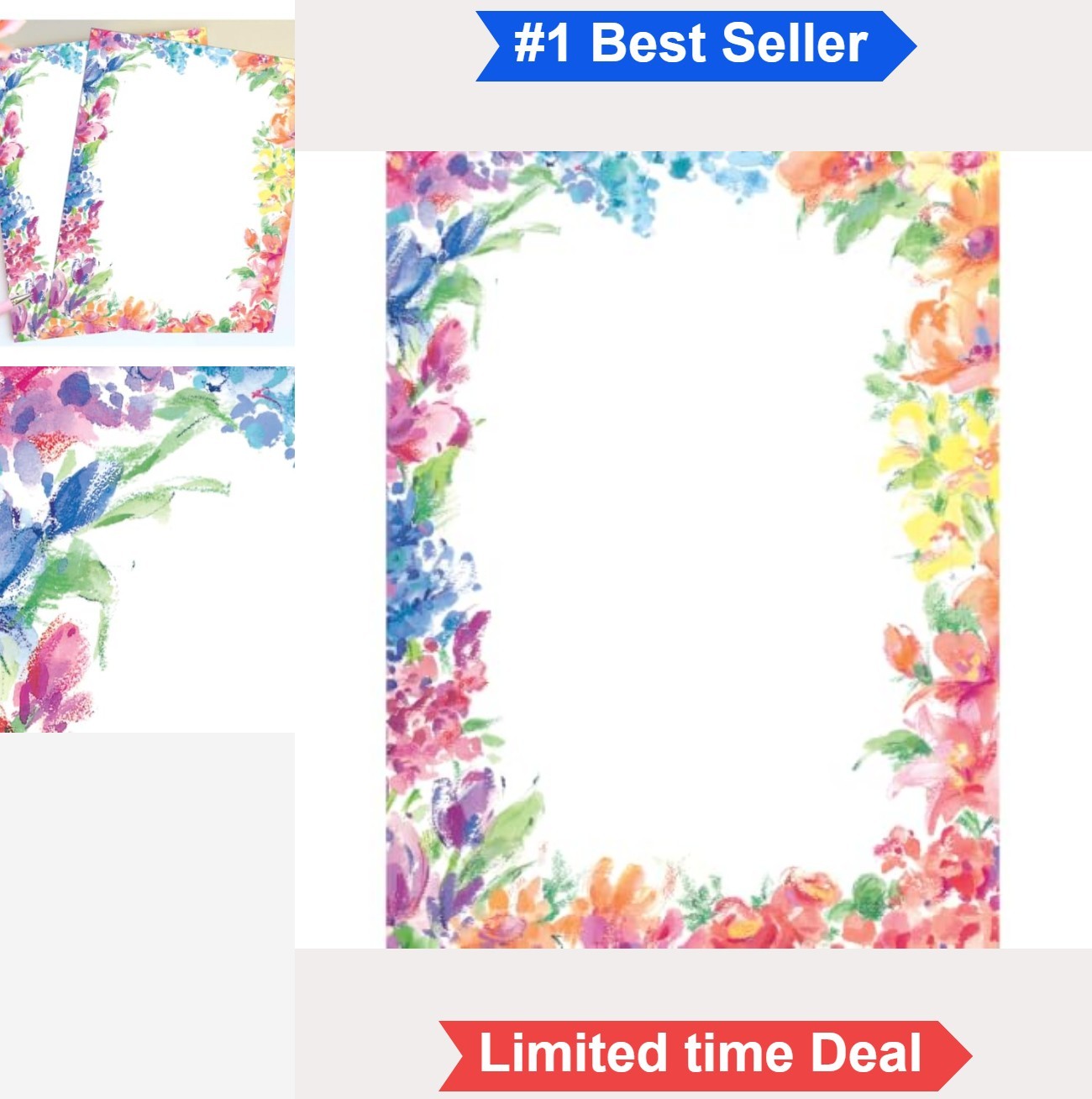 Bright Floral Letterhead 8.5×11 Paper 80 Sheets 60 lb Inkjet Laser Printer