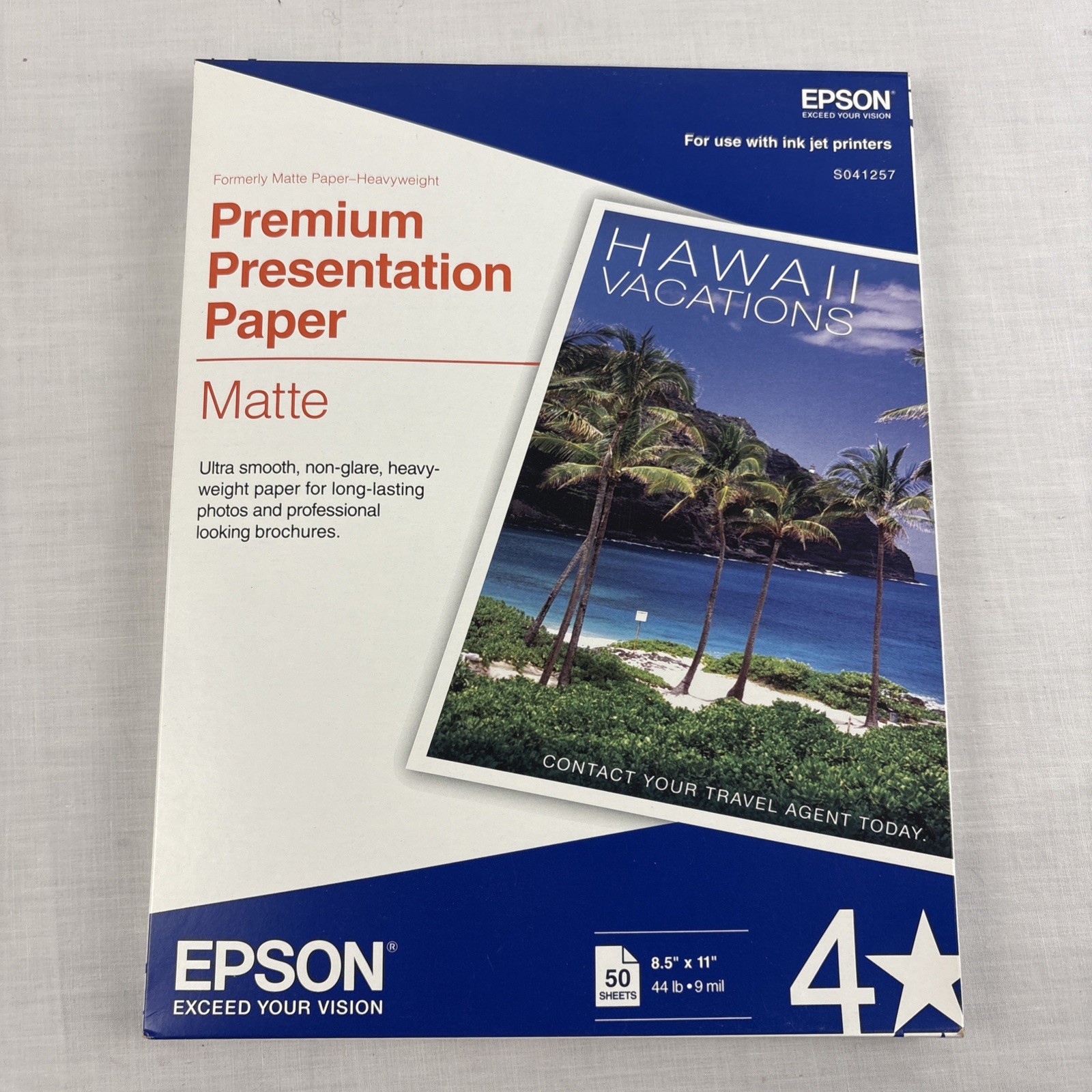 Epson Premium Presentation Paper Ink Jet Printer Paper Matte 8.5”x11” New Sealed