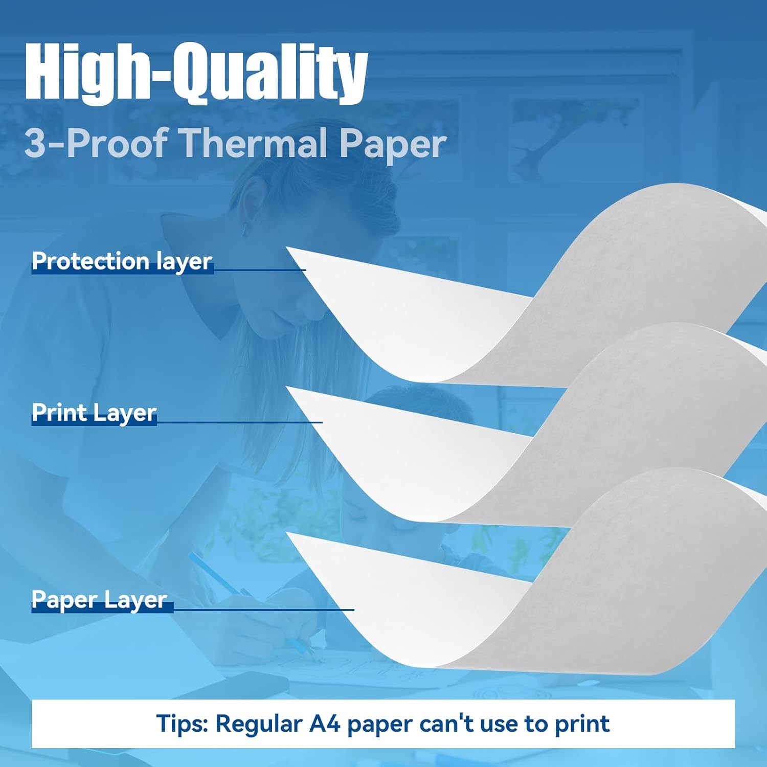 500 Sheets 8.5″ x 11″ Folded A4 Thermal Printer Paper US Letter Size M08F M832