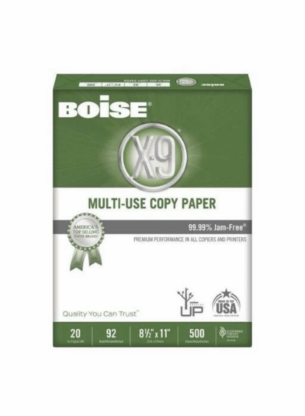 Boise X-9 MultiUse Copy Paper Case Letter Size, 5000 Sheets, 20 Lbs, 10 Reams
