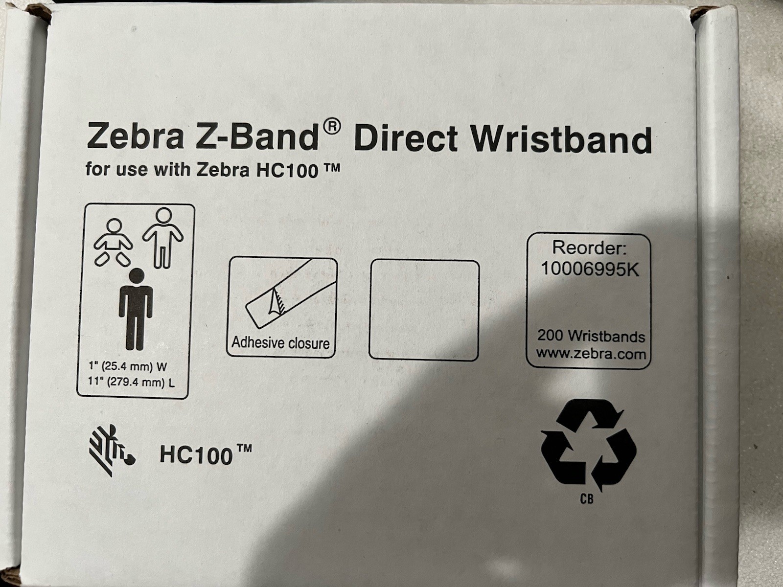 Genuine Zebra 10006995K Z-Band Comfort Wristband 1″x11″ 200 Wristbands