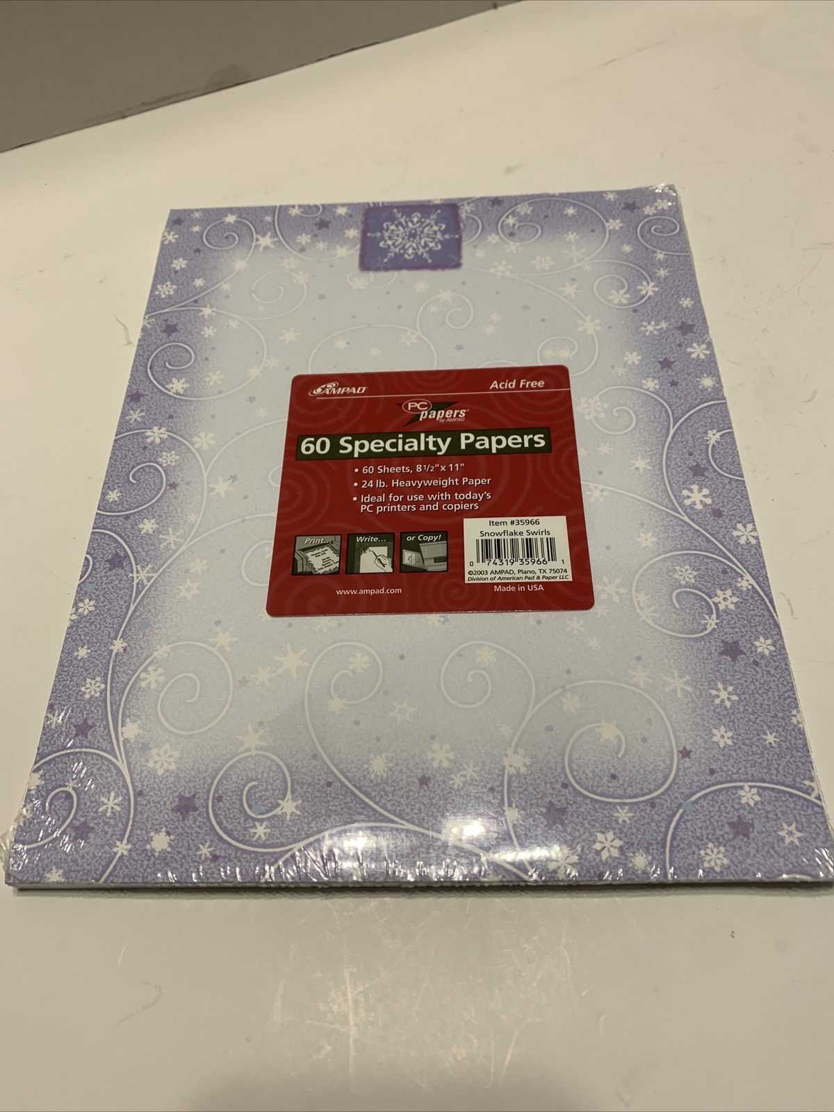 Ampad Pack Of 60 Specialty Papers Snowflakes & Swirls. NEW – Item #35966