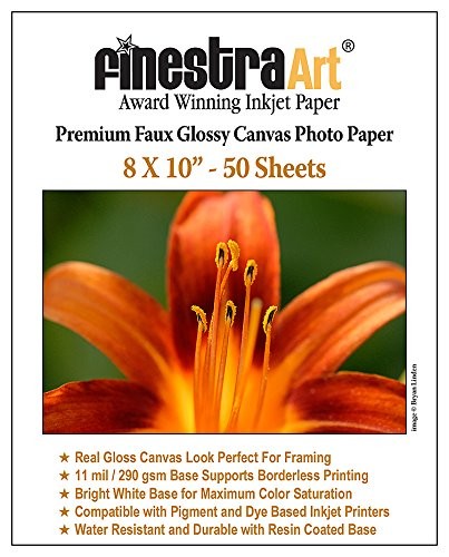 8 X 10 Premium Faux Glossy Canvas Inkjet Photo Paper – 50 Sheets