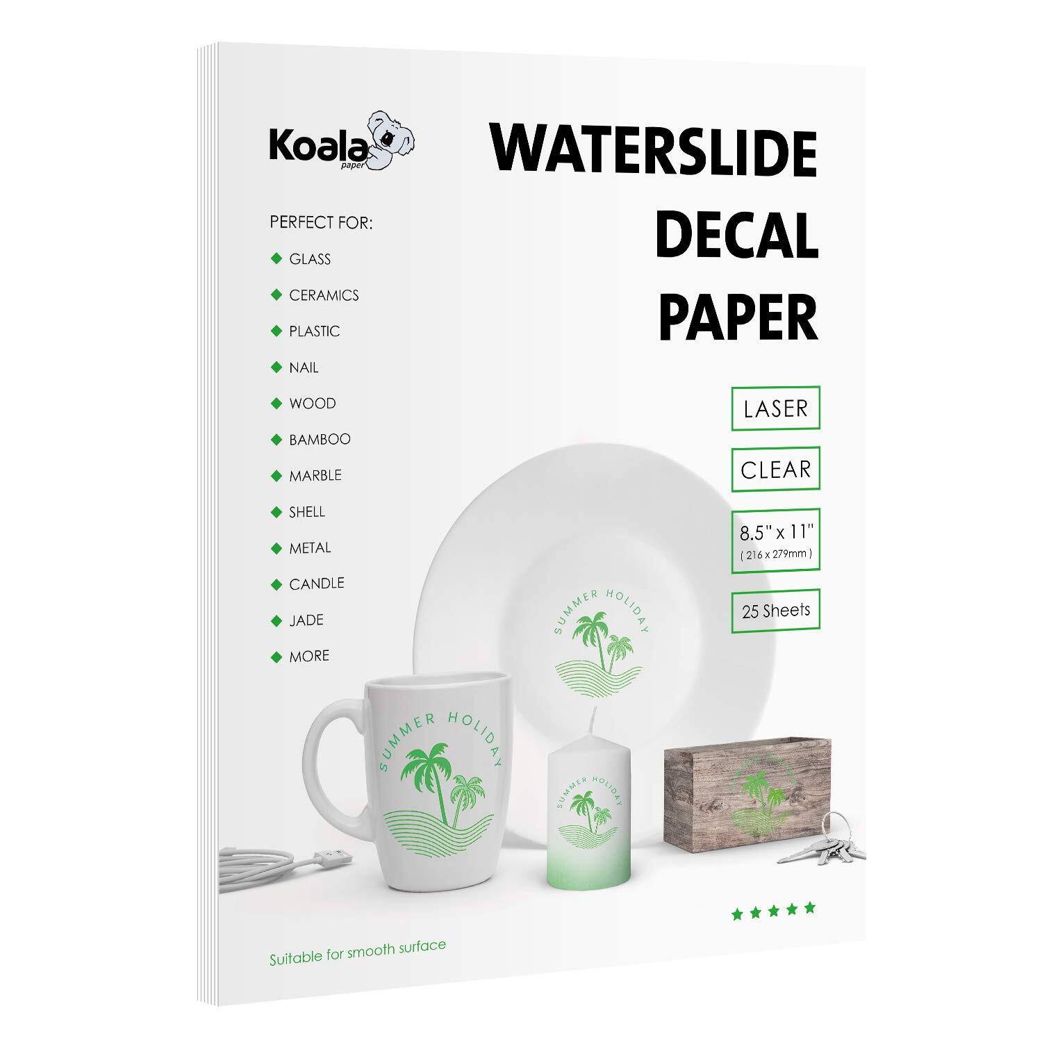 Koala Waterslide Decal Paper Laser Printer – Clear Transparent – 25 Sheets Pr…