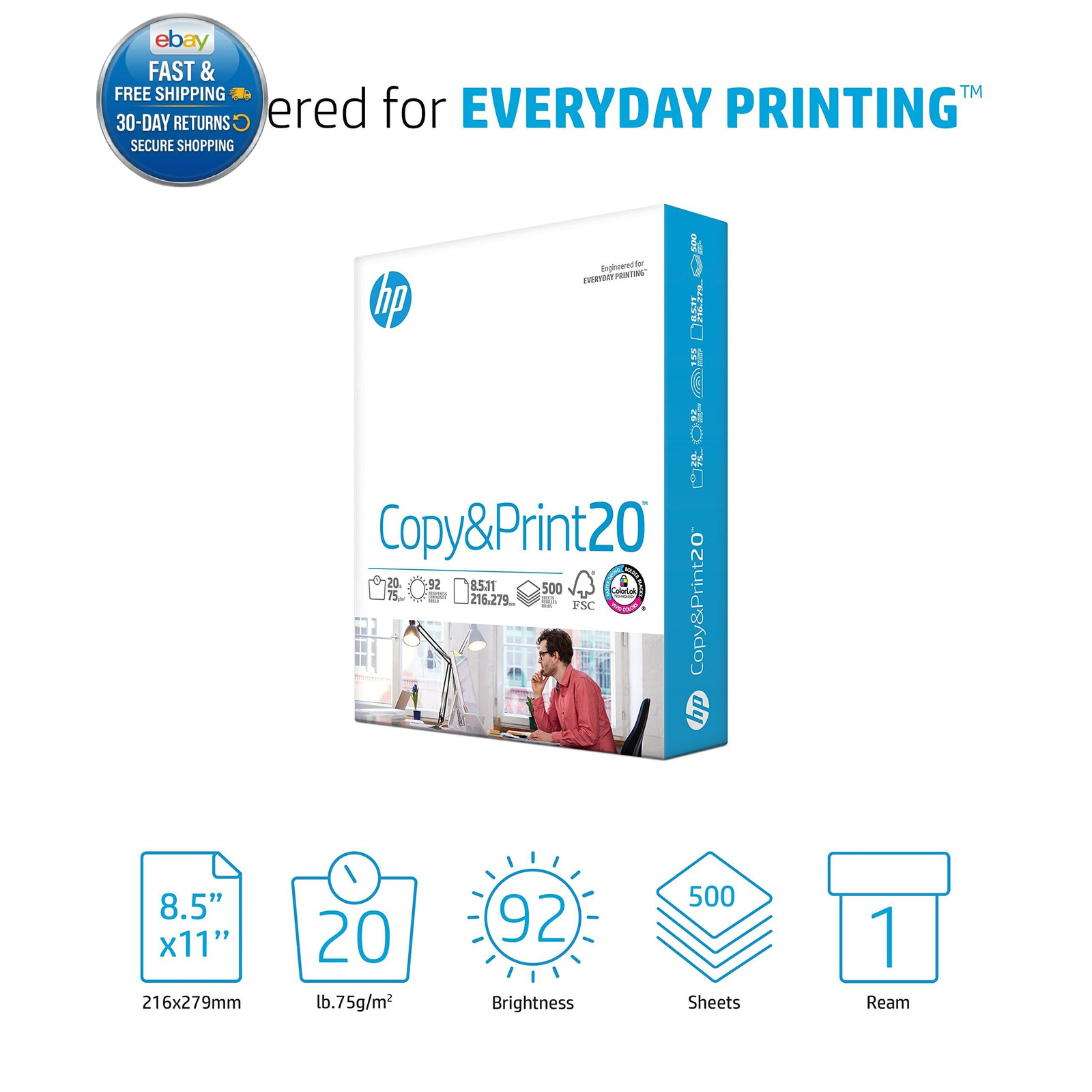 Printer Paper | 8.5 x 11 | Copy &Print 20 1 Pack | 500 Sheets, White