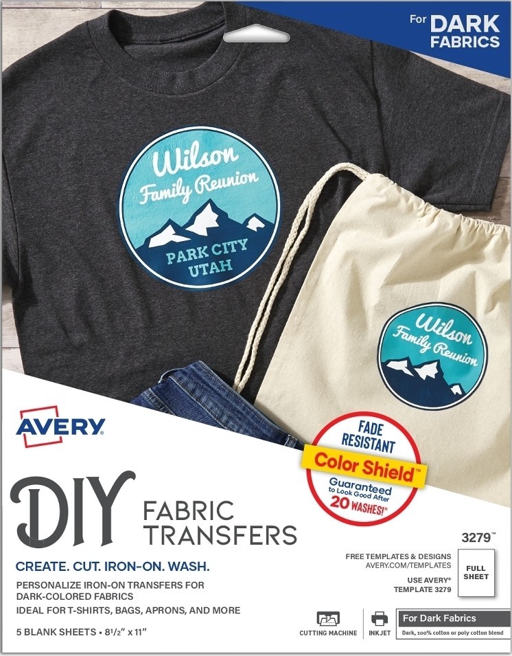 Avery 3279 Iron-On InkJet TShirt Transfers 5Sheets DARK8.5″ x 11″SEALED(7 Packs)