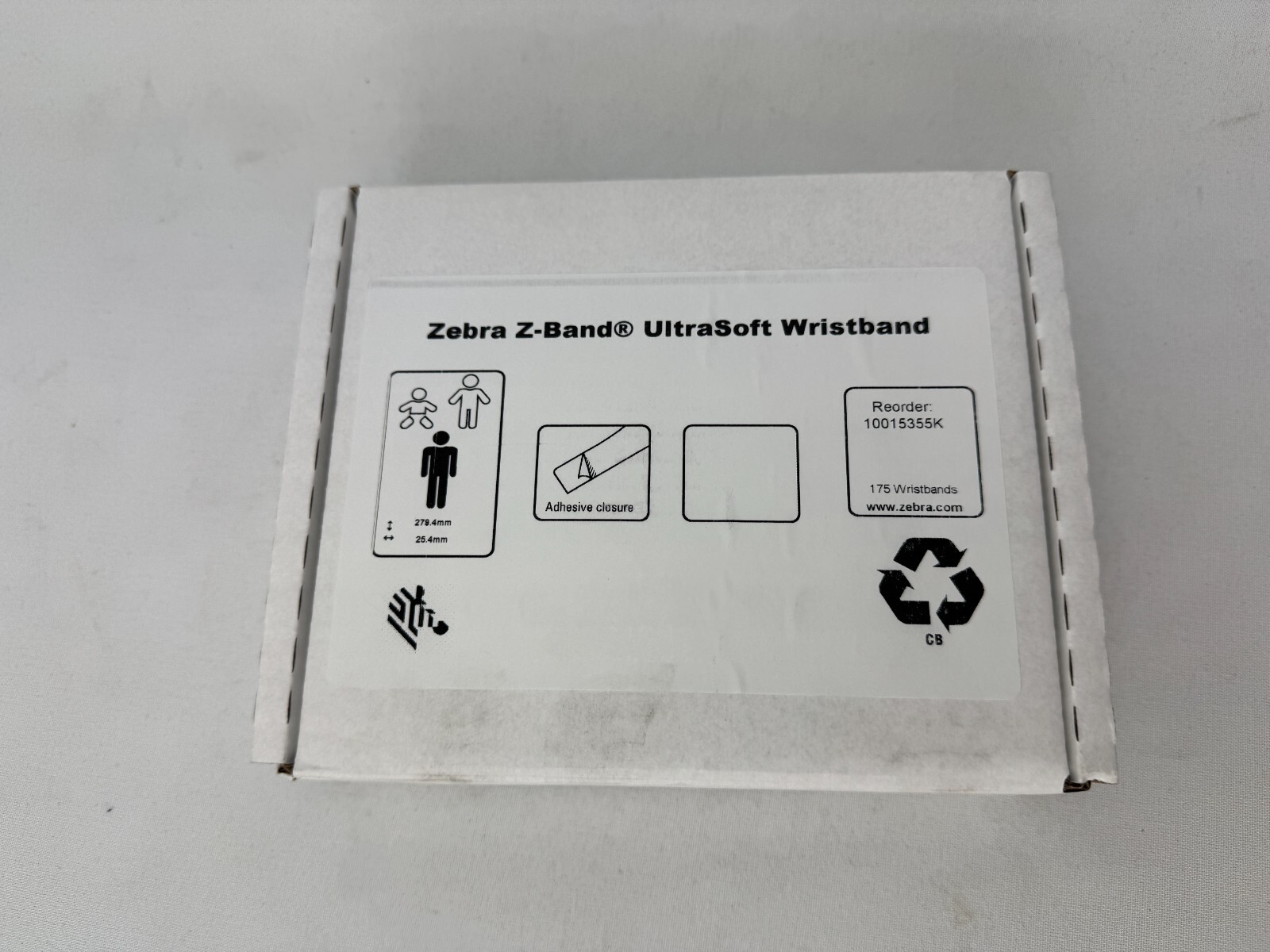 1 Roll Zebra Z-Band UltraSoft Wristbands 10015355K, Cartridge, Adult Size, White