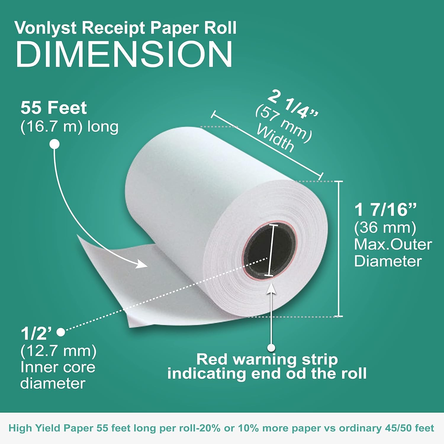 Receipt Paper Roll for Valor Paytech VL 110 and 500 White Thermal