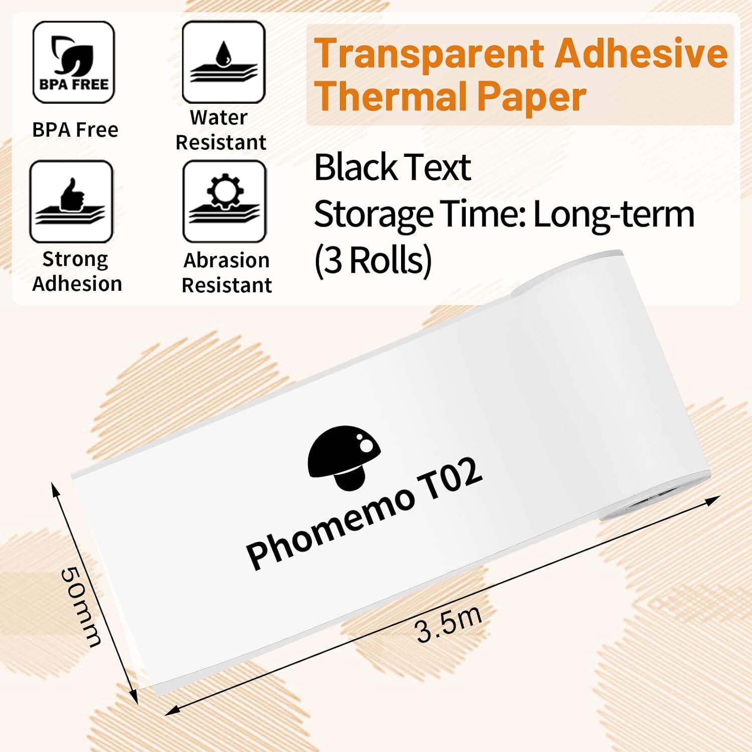 Transparent Self-Adhesive Thermal Sticker Paper for Phomemo Label Printer Lot